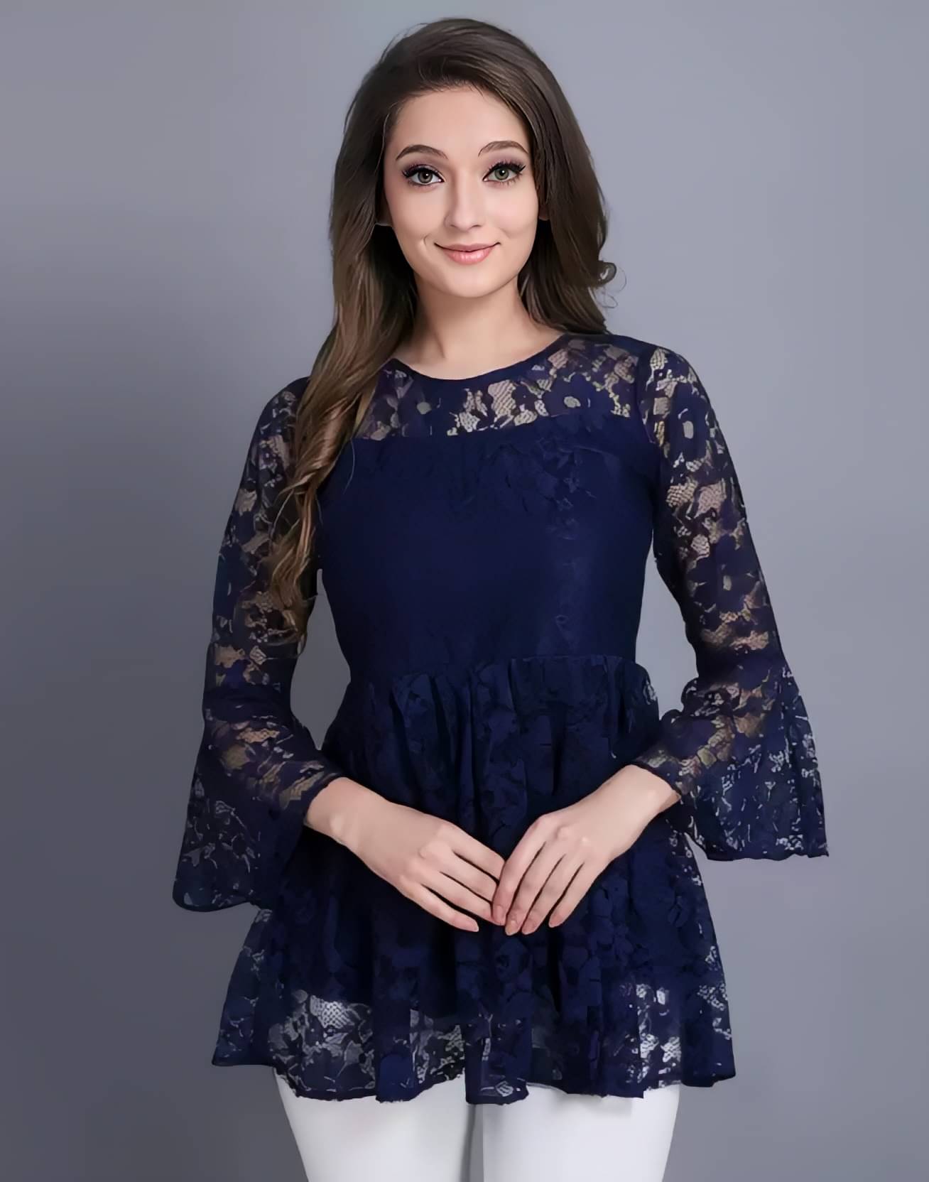 ZELZIS Women's Net Peplum Top ( Blue ) ZELZIS Women's Net Peplum Top ( Blue )