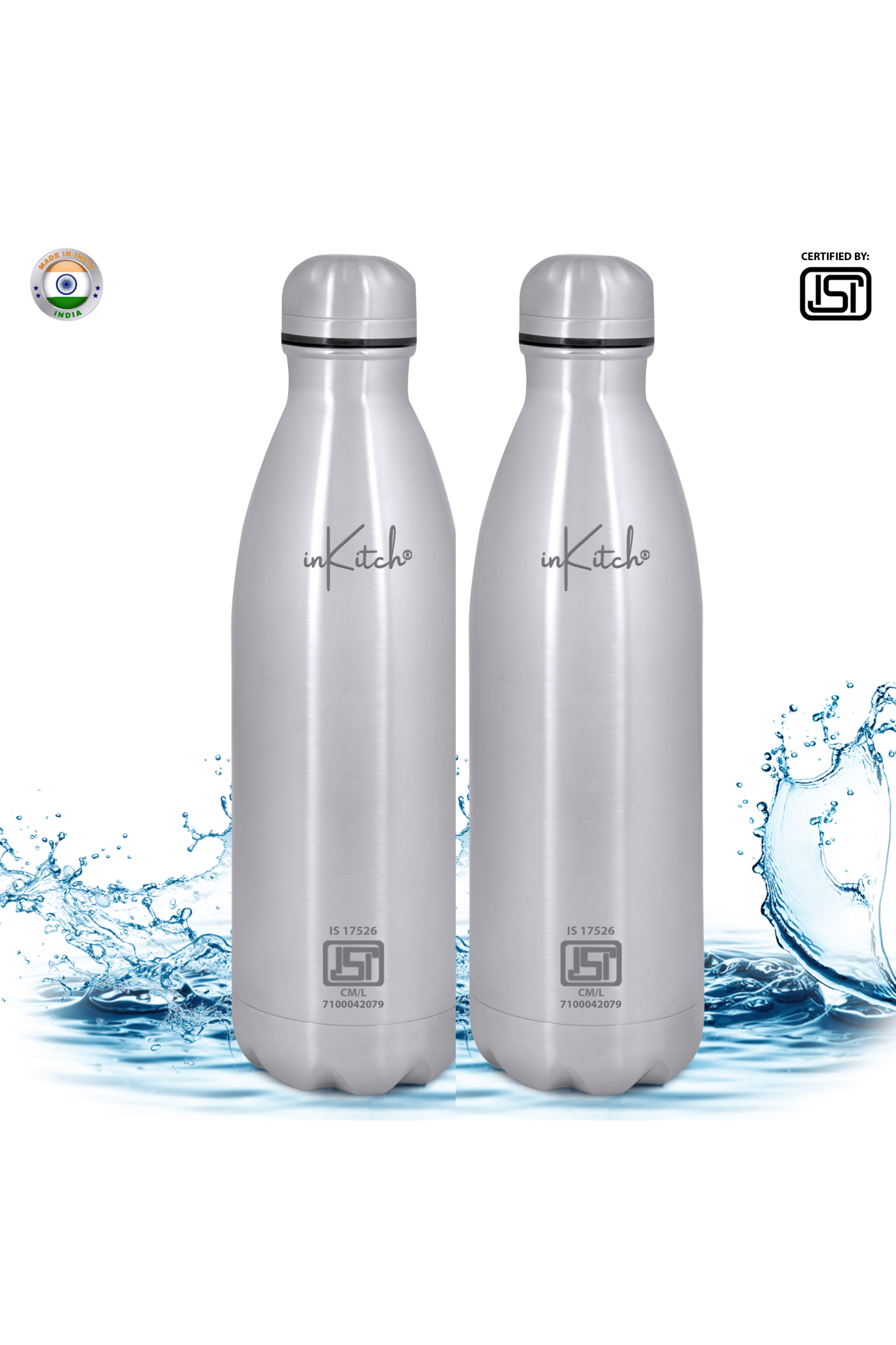     			inKitch Double Walled Vacuum Silver Thermosteel Flask ( 500 ml ) - Pack of 2