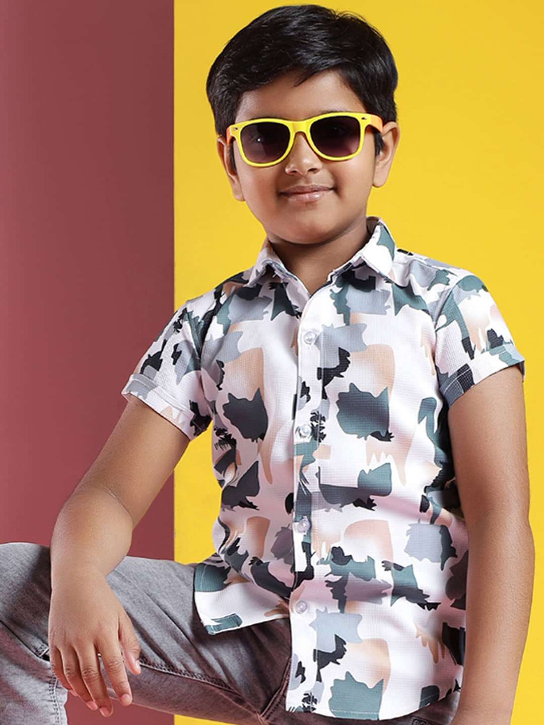 ALY JOHN Pack of 1 Baby Boys 100% Cotton Half Sleeves Shirt ( Cream )