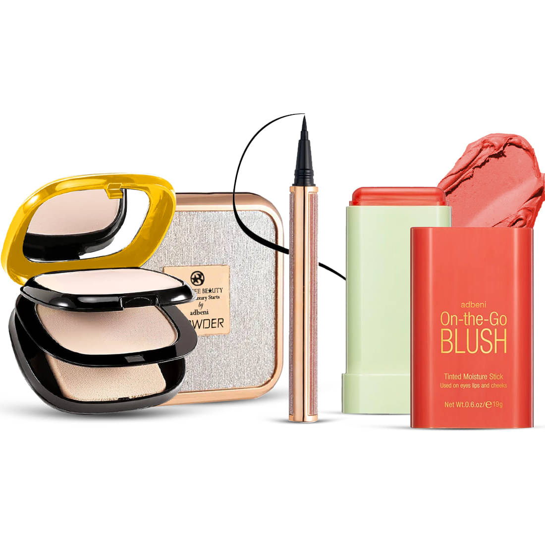     			Adbeni Makeup Kit ( Pure Bliss Makeup Combo | 1 Pc Of Blush, 1 Pc Of Eyeliner & 1 Pc Of Compact Powder (Set C) )