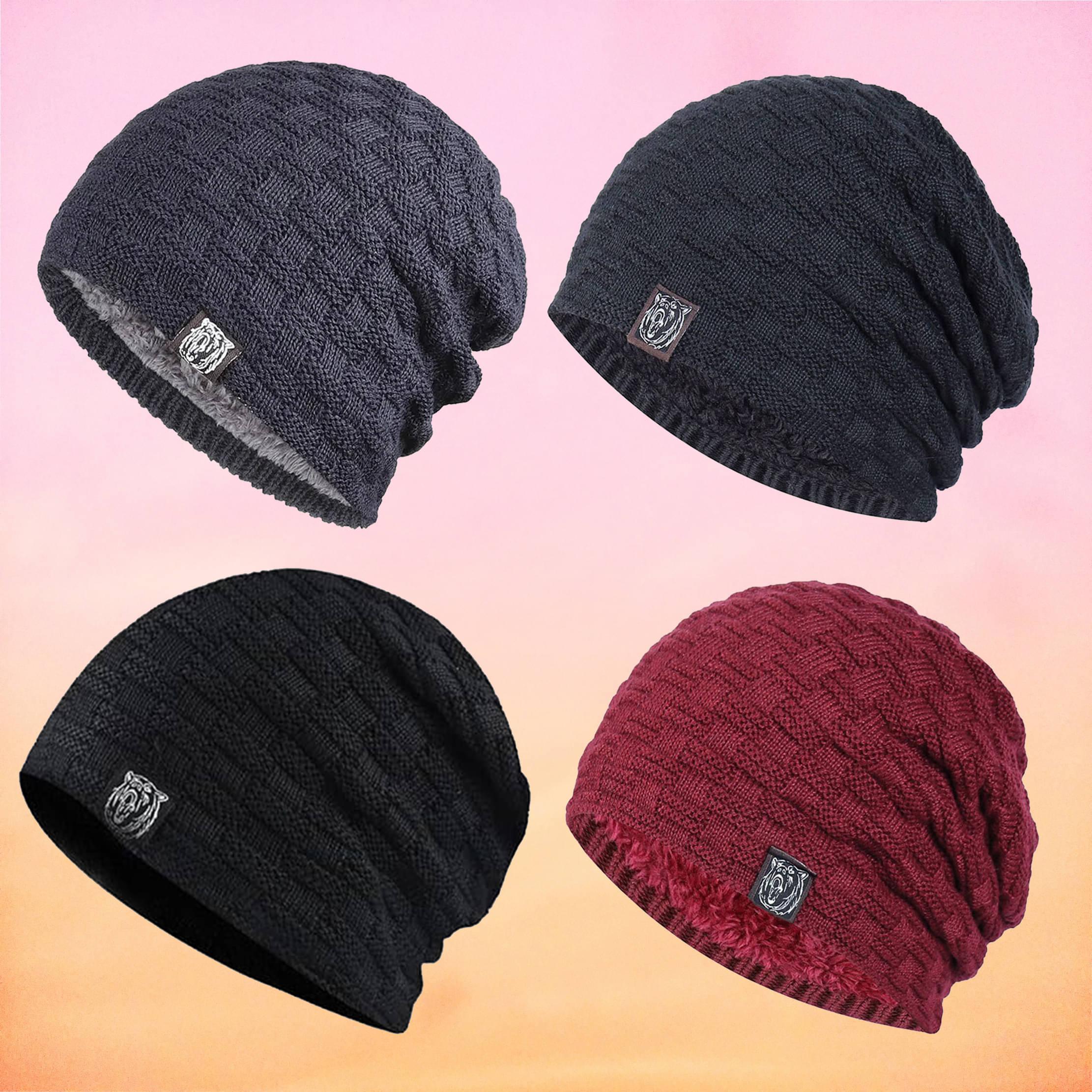     			Alamos Pack of 4 Woollen Men's Cap ( Black )