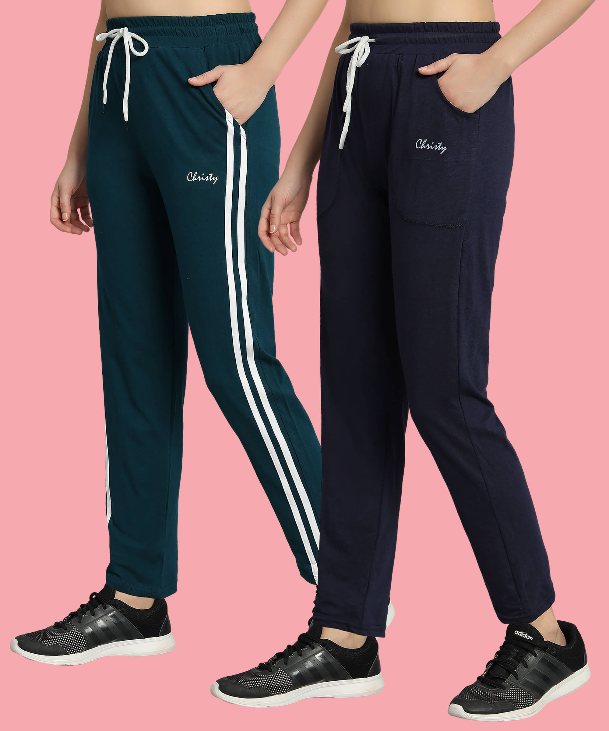     			Christy World Multicolor 1 Cotton Women's Running Trackpants ( Pack of 2 )
