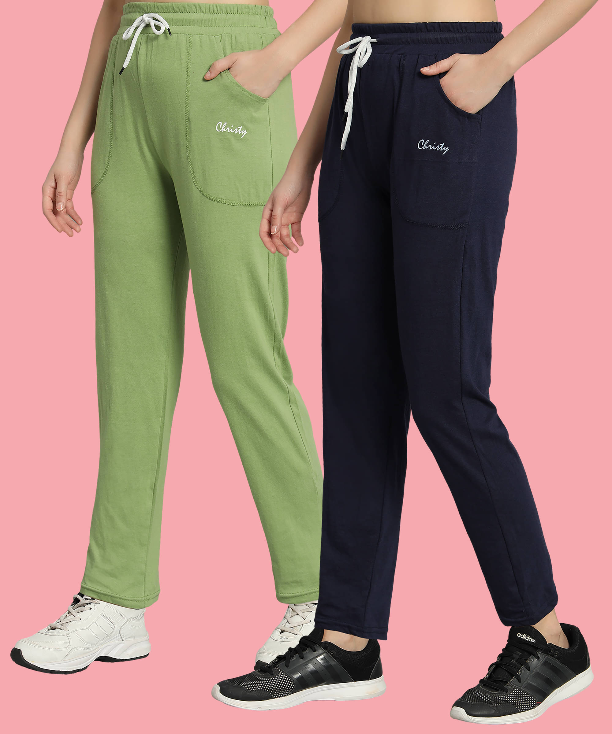     			Christy World Multicolor 2 Cotton Women's Running Trackpants ( Pack of 2 )