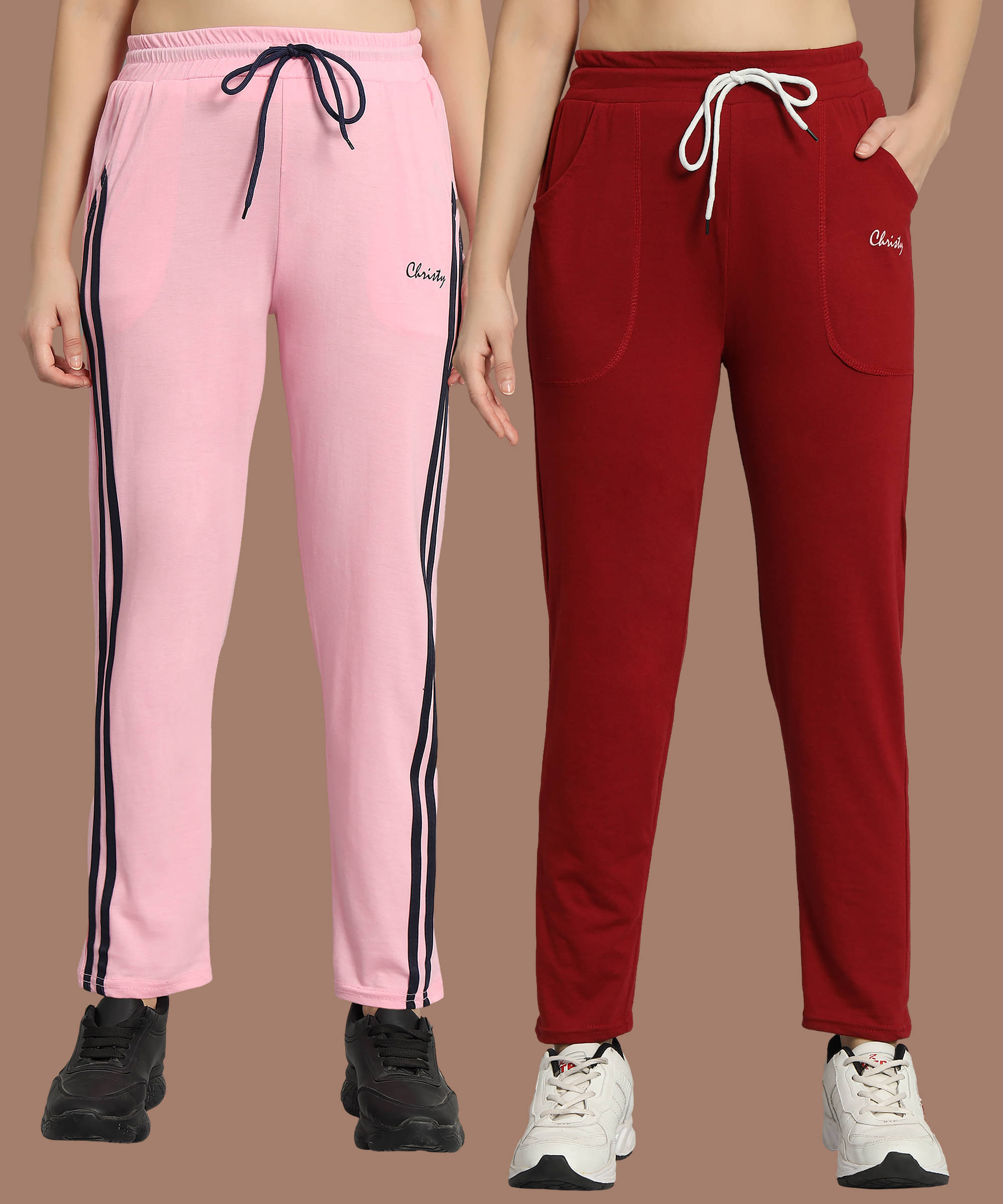     			Christy World Multicolor 2 Cotton Women's Running Trackpants ( Pack of 2 )