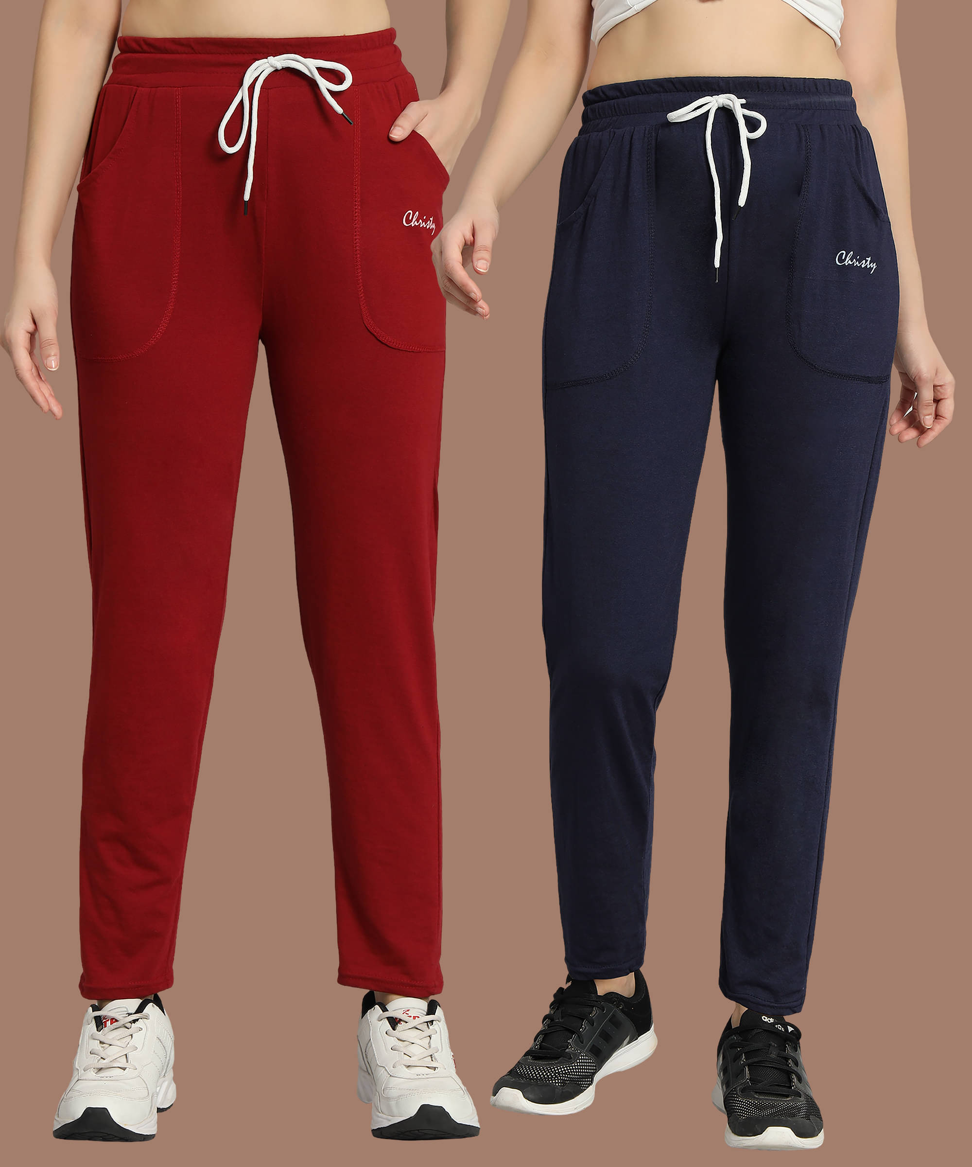     			Christy World Multicolor 5 Cotton Women's Running Trackpants ( Pack of 2 )