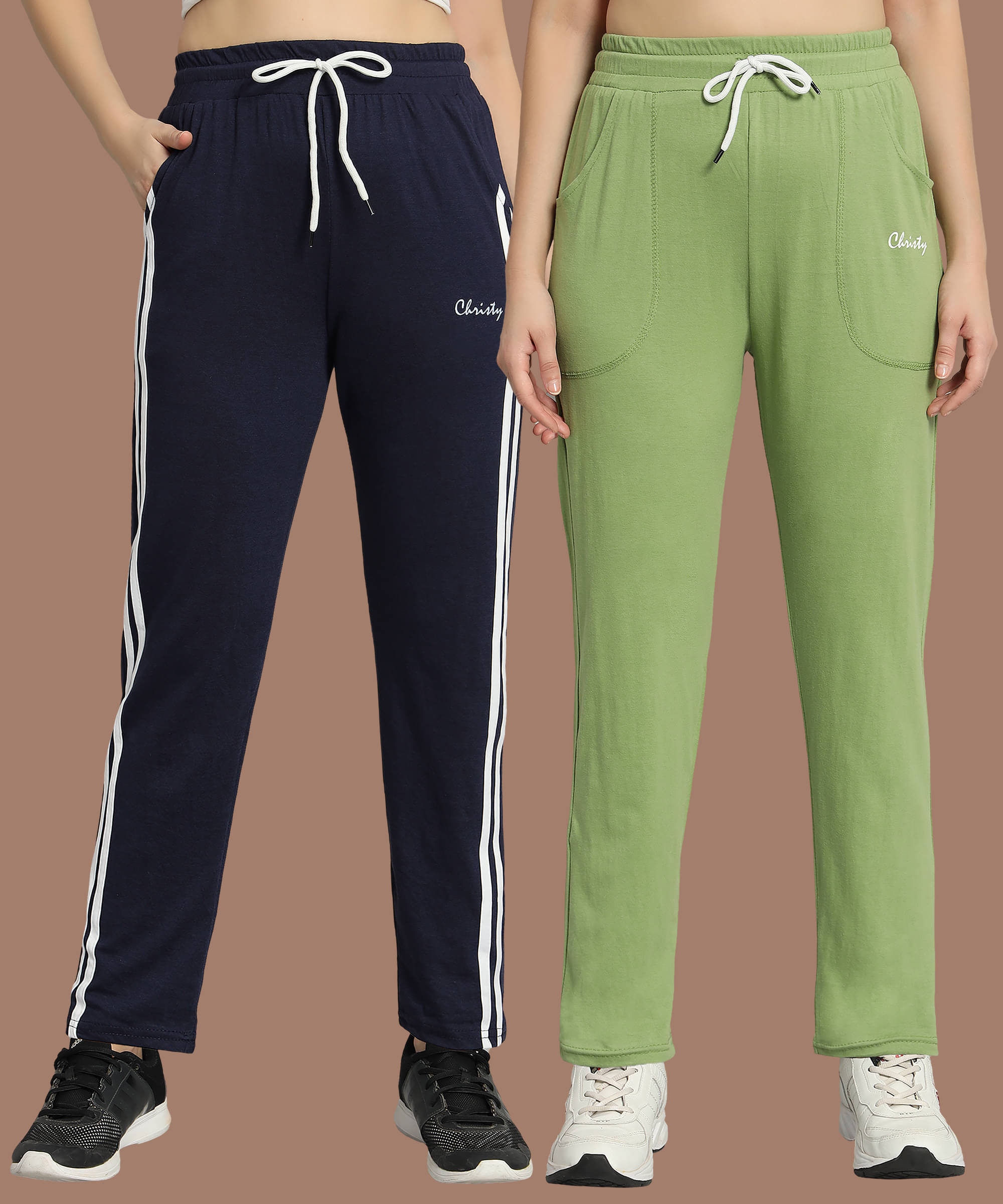     			Christy World Multicolor Cotton Women's Running Trackpants ( Pack of 2 )