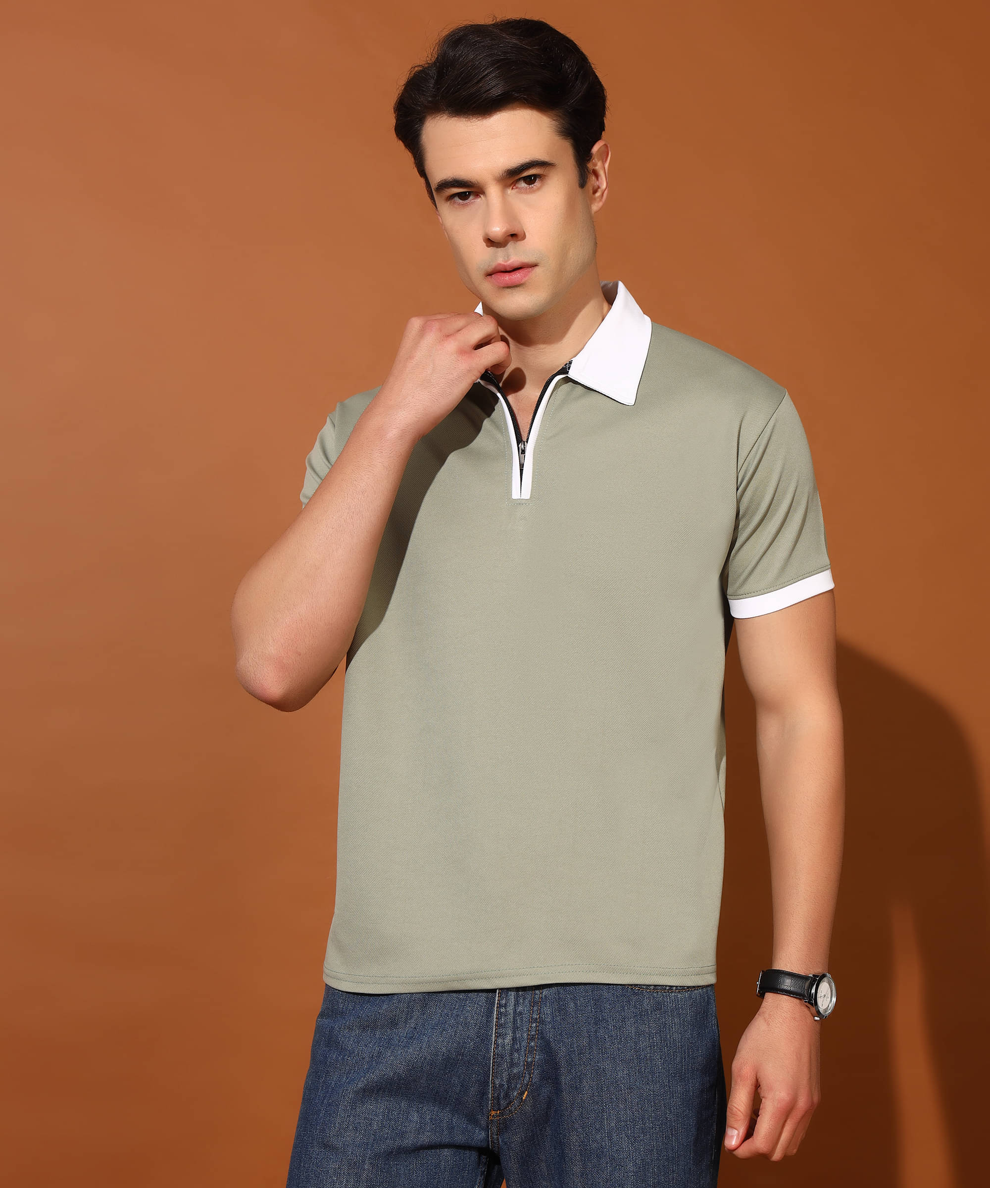 Christy World Men Polyester Regular Fit Colorblock Polo T Shirt ( Grey ) Christy World Men Polyester Regular Fit Colorblock Polo T Shirt ( Grey )