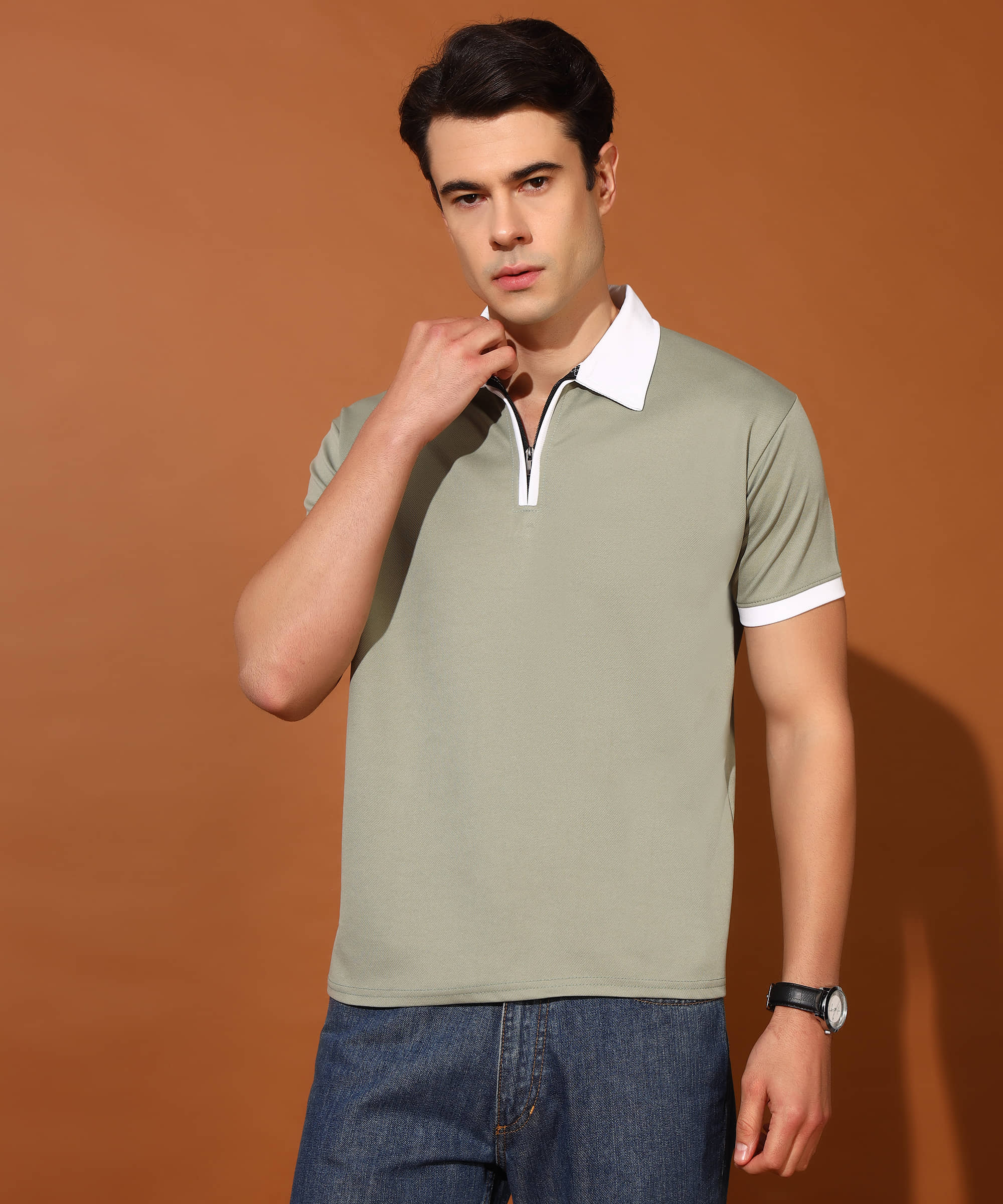 Christy World Men Polyester Regular Fit Colorblock Polo T Shirt ( Grey )