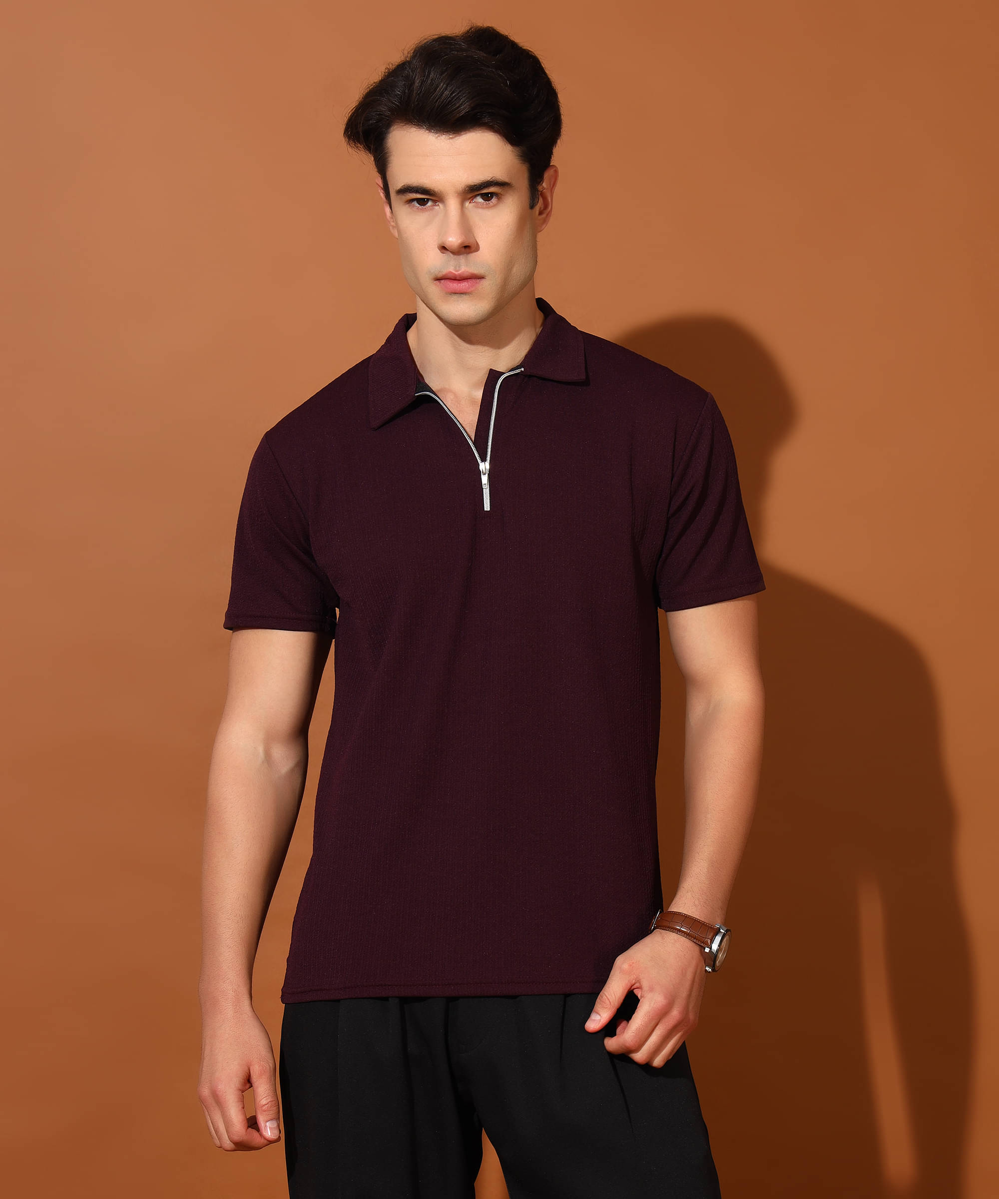     			Christy World Pack of 1 Polyester Regular Fit Solid Half Sleeves Men's Polo T Shirt ( Maroon )
