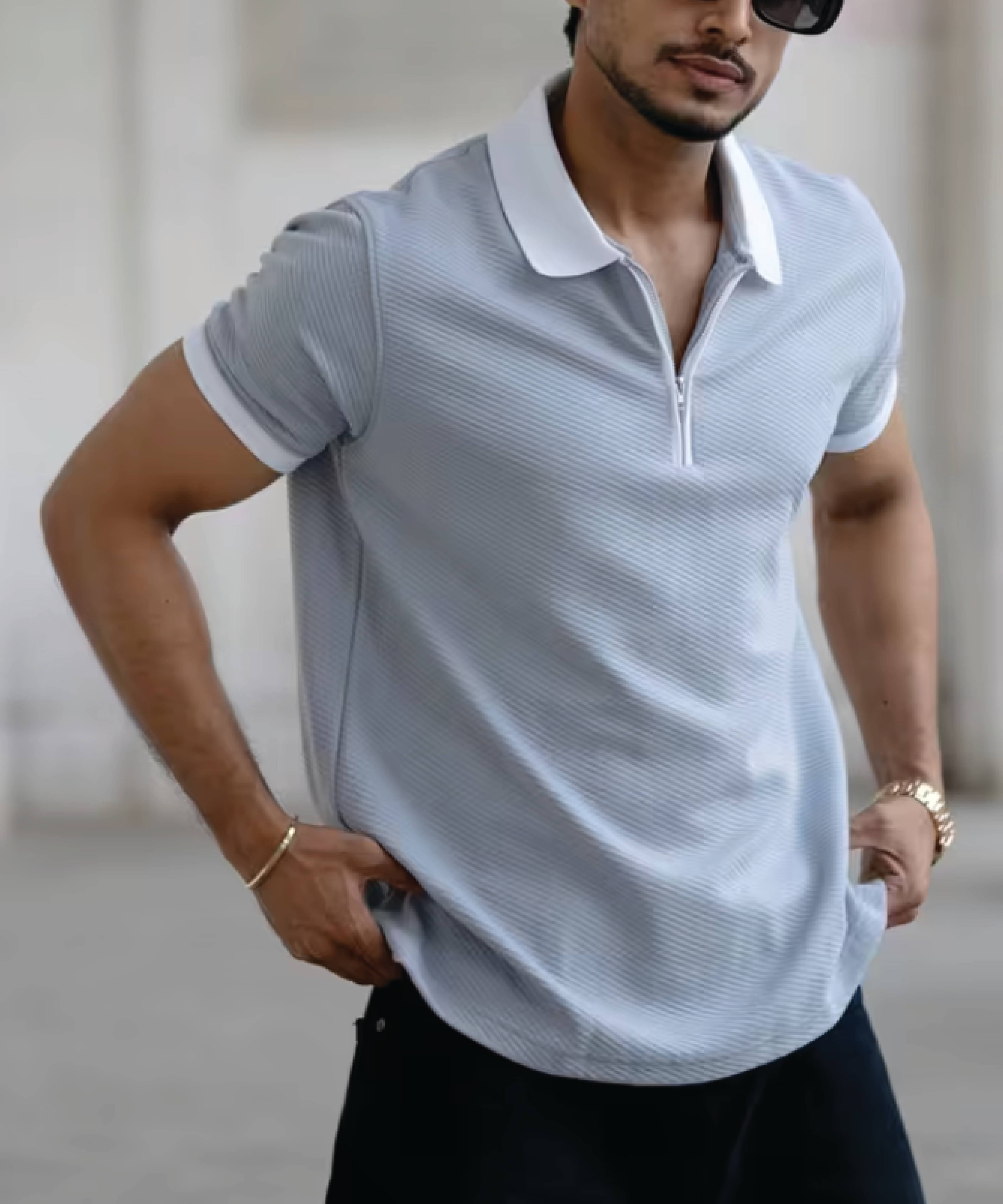     			Christy World Pack of 1 Polyester Regular Fit Colorblock Half Sleeves Men's Polo T Shirt ( Blue )