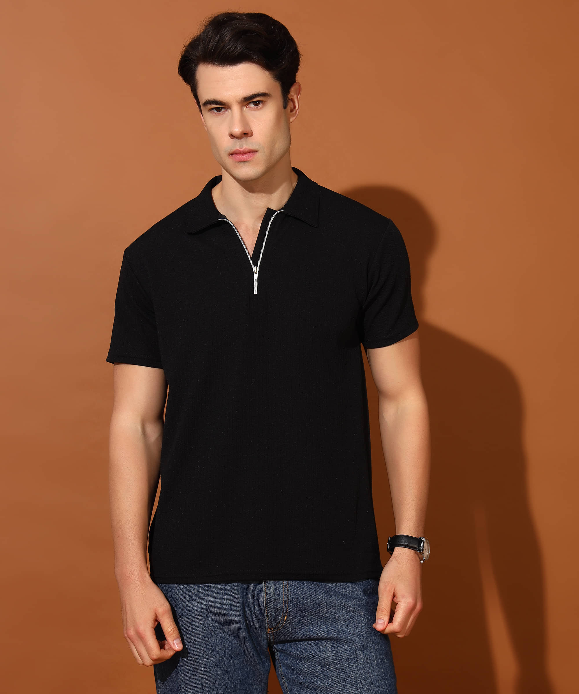 Christy World Pack of 1 Polyester Regular Fit Solid Half Sleeves Men's Polo T Shirt ( Beige )