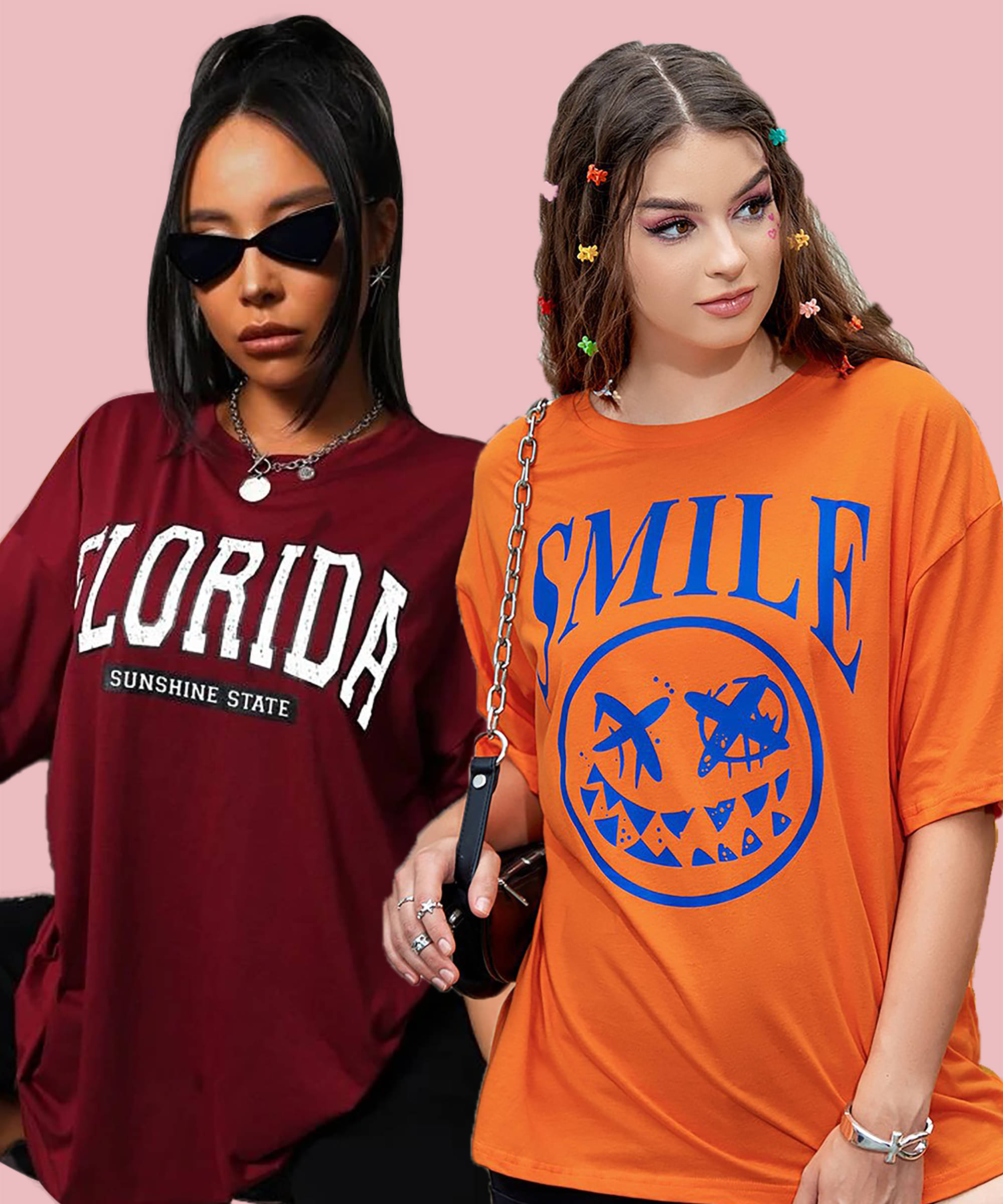     			Christy World Women Cotton Printed Oversized Fit Round Neck T-Shirt ( Multicolor 8 )