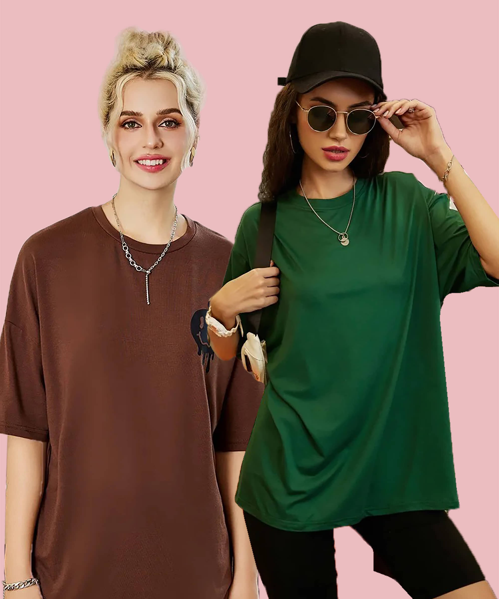 Christy World Women Cotton Printed Oversized Fit Round Neck T-Shirt ( Multicolor 11 )