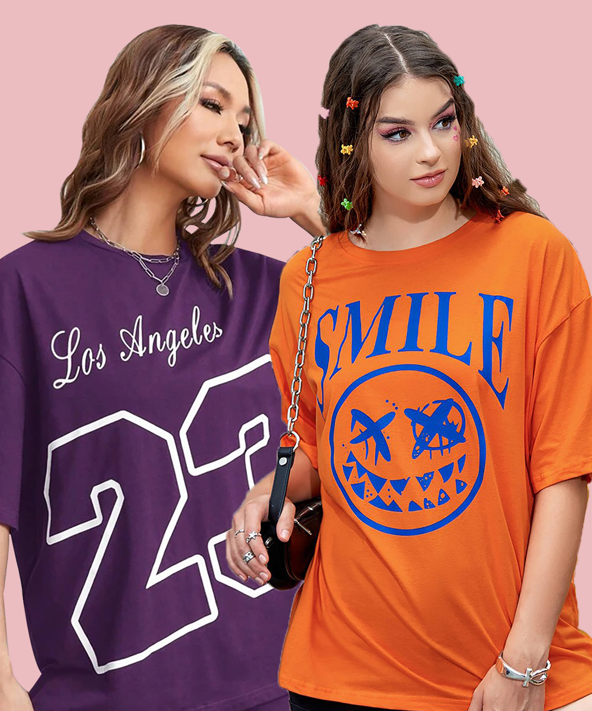 Christy World Women Cotton Printed Oversized Fit Round Neck T-Shirt ( Multicolor 9 )