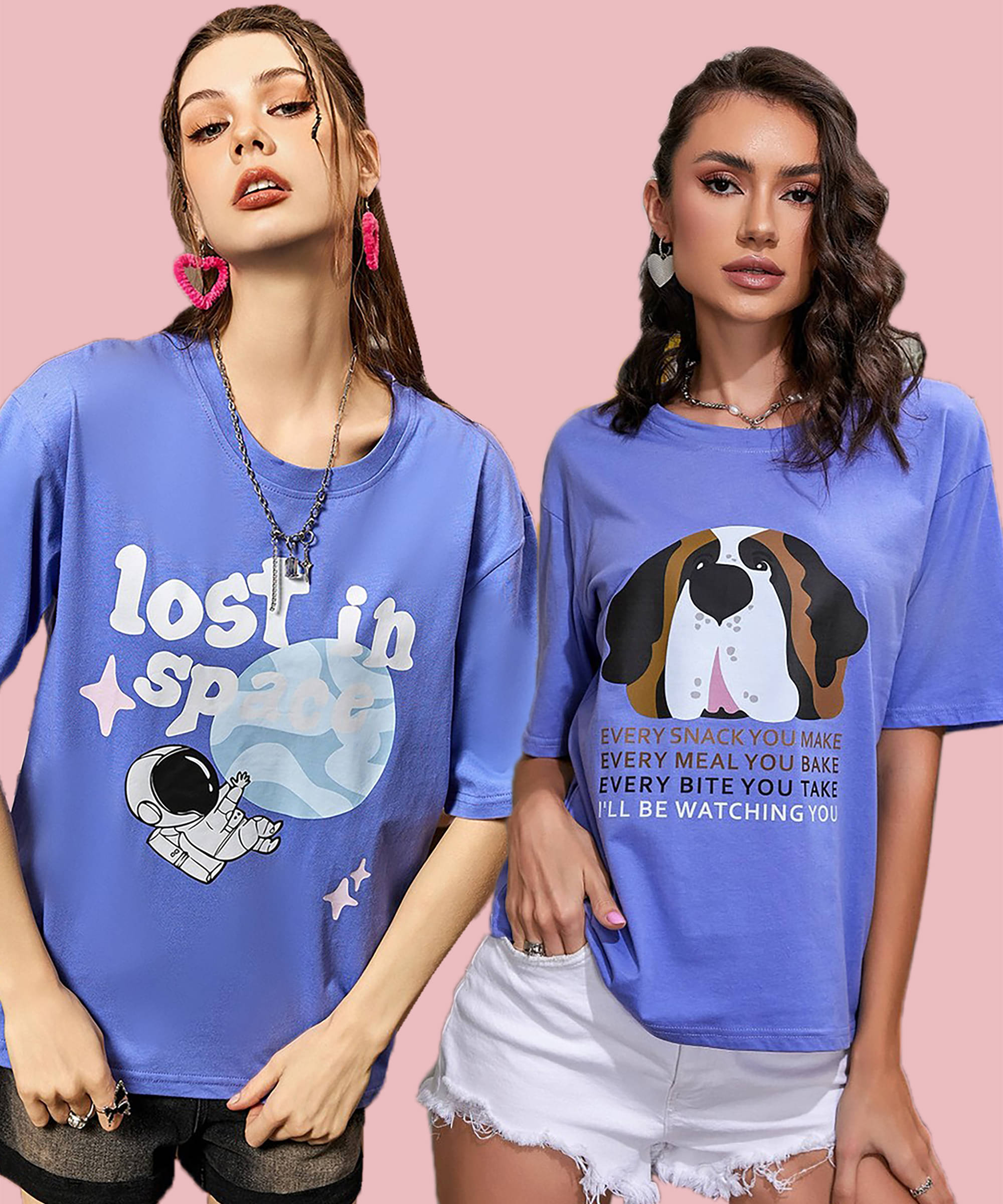 Christy World Women Cotton Printed Oversized Fit Round Neck T-Shirt ( Multicolor 8 )     			Christy World Women Cotton Printed Oversized Fit Round Neck T-Shirt ( Multicolor 8 )