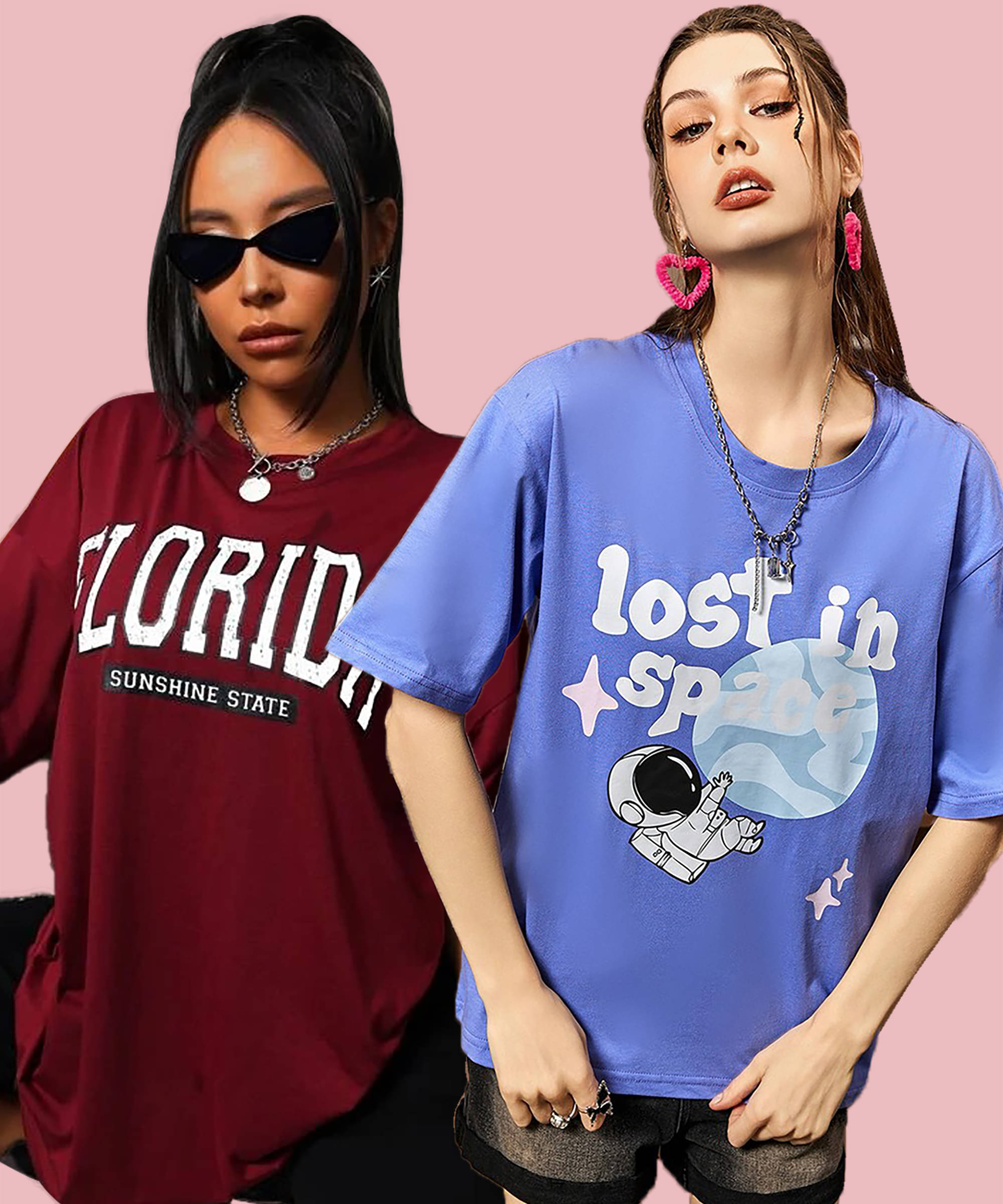 Christy World Women Cotton Printed Oversized Fit Round Neck T-Shirt ( Multicolor 7 )     			Christy World Women Cotton Printed Oversized Fit Round Neck T-Shirt ( Multicolor 7 )