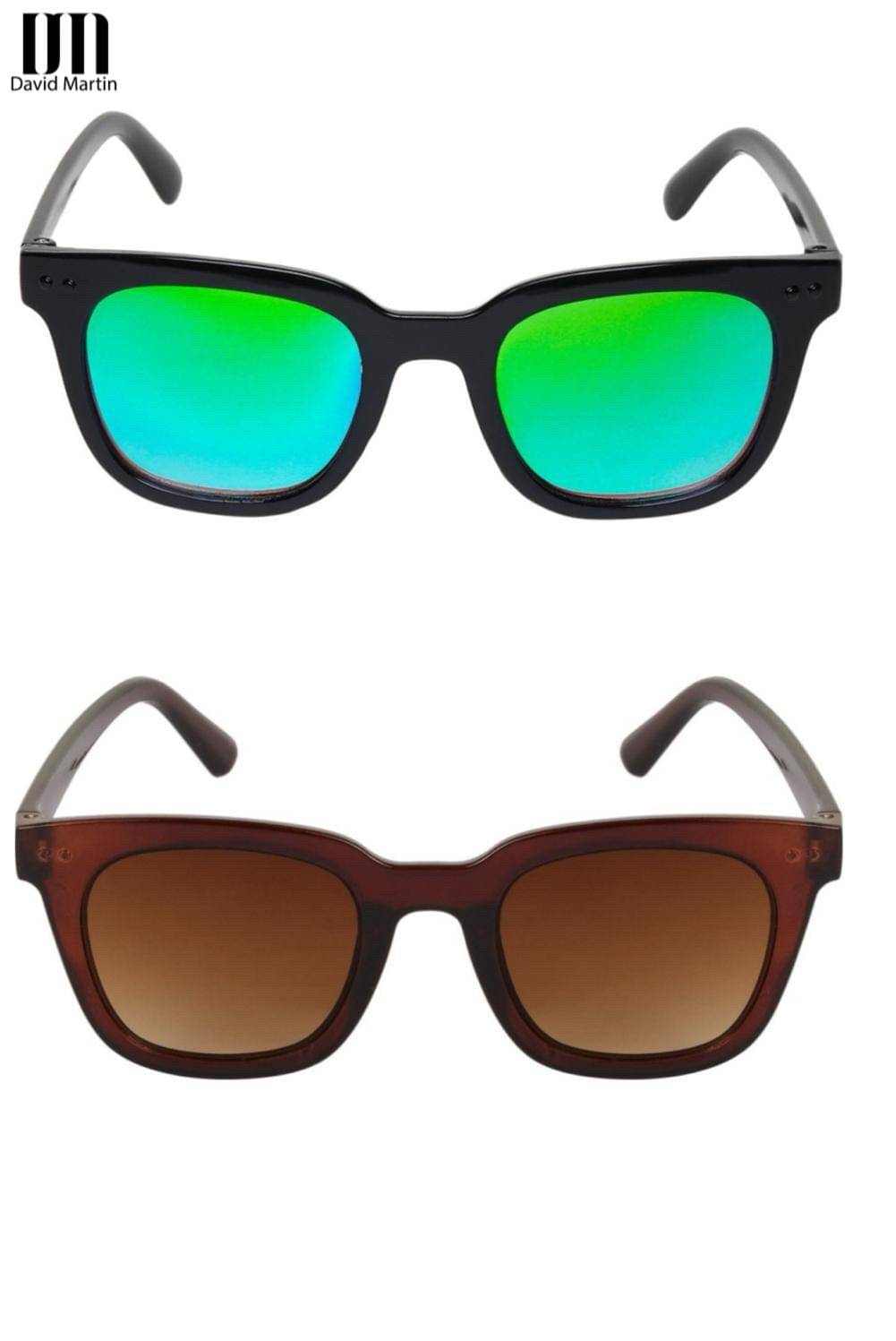     			David Martin Multicolor Wrap Around Sunglasses ( Pack of 2 )
