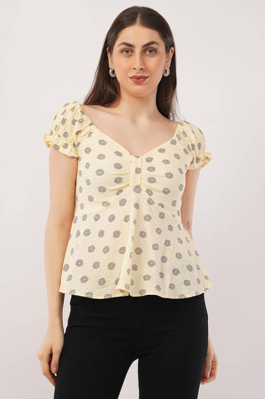 Deshi Girl Yellow Georgette Women's A-Line Top ( Pack of 1 ) Deshi Girl Yellow Georgette Women's A-Line Top ( Pack of 1 )