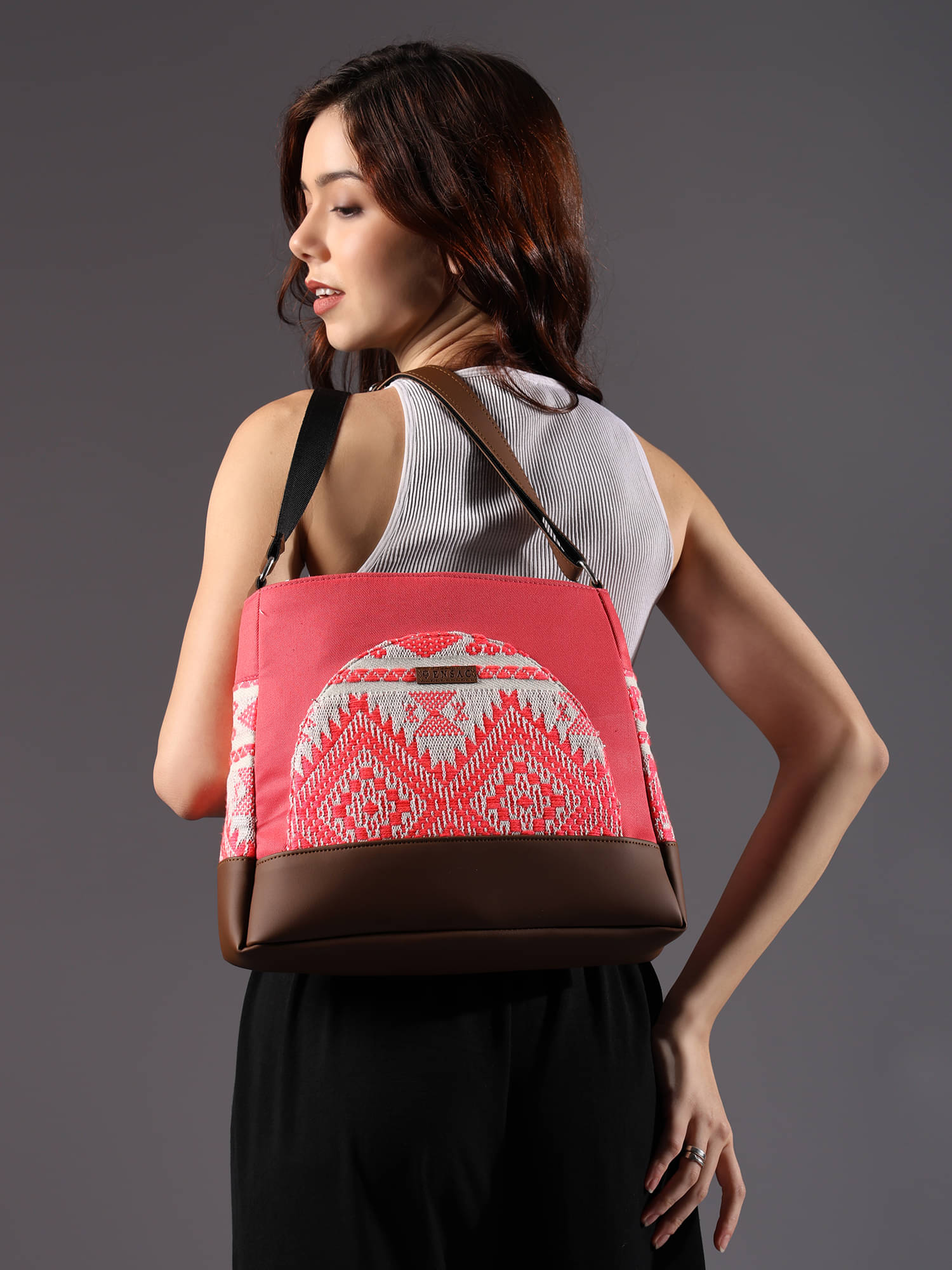     			ENSAC Sling Bag Cotton Set of 1 ( Pink )
