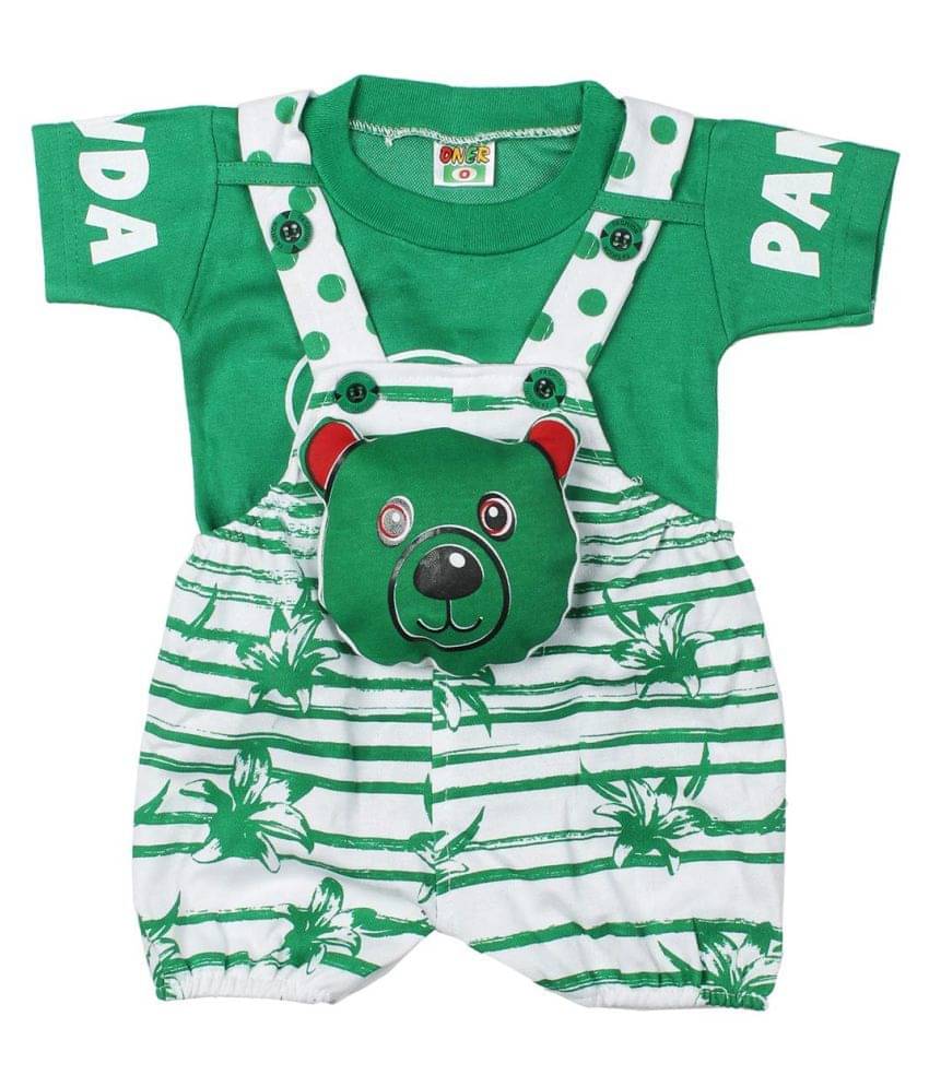     			Flash Fashion Baby Girls Cotton Dungarees ( Pack of 1 , Green )