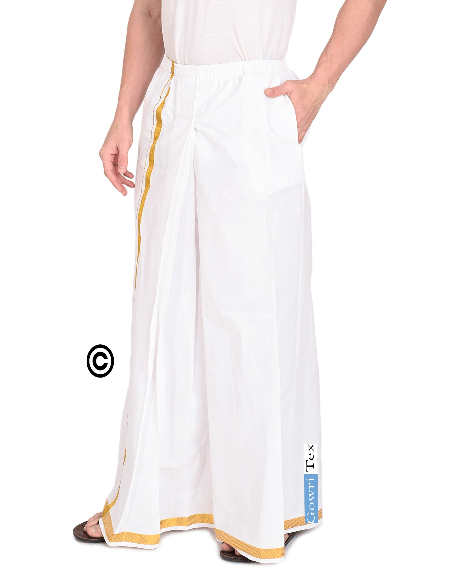     			GOWRI TEX Cotton Men's Lungi White ( Pack of 1 )