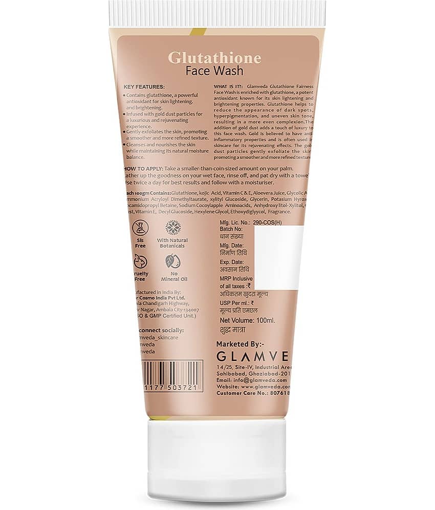 Glamveda Glutathione 24K Gold Face WashSkin Brightening Natural Radiance, 100ml Glamveda Glutathione 24K Gold Face WashSkin Brightening Natural Radiance, 100ml