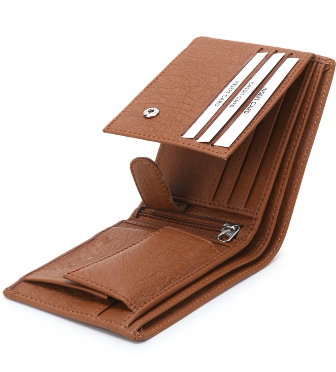     			HABIBI PU Solid Men's Two Fold Wallet With 4 Slots,10 Slots For Card ( Tan , Pack of 1 )