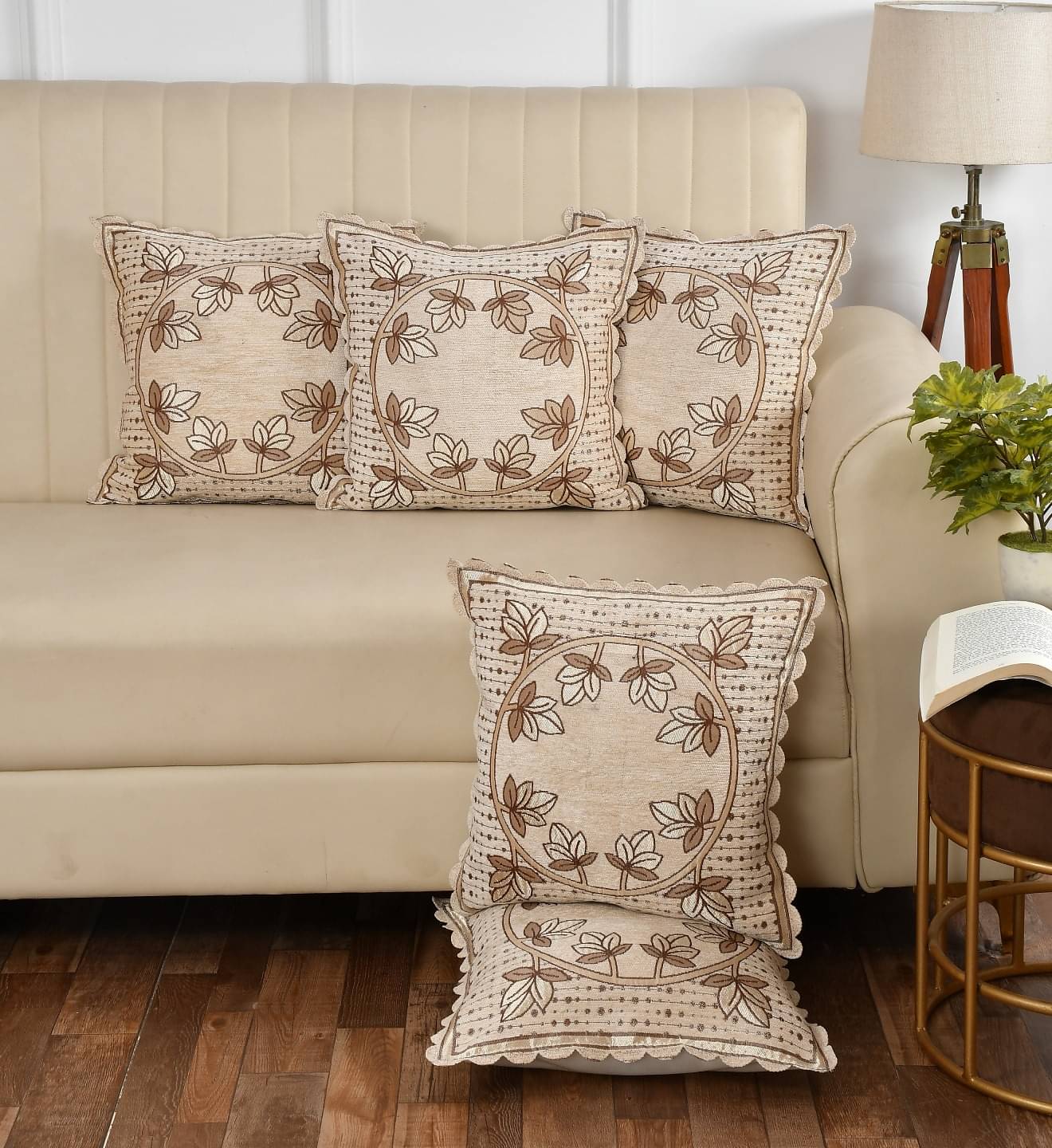     			Multitex Set of 5 Cotton Nature Square Cushion Cover (40X40)cm - Beige