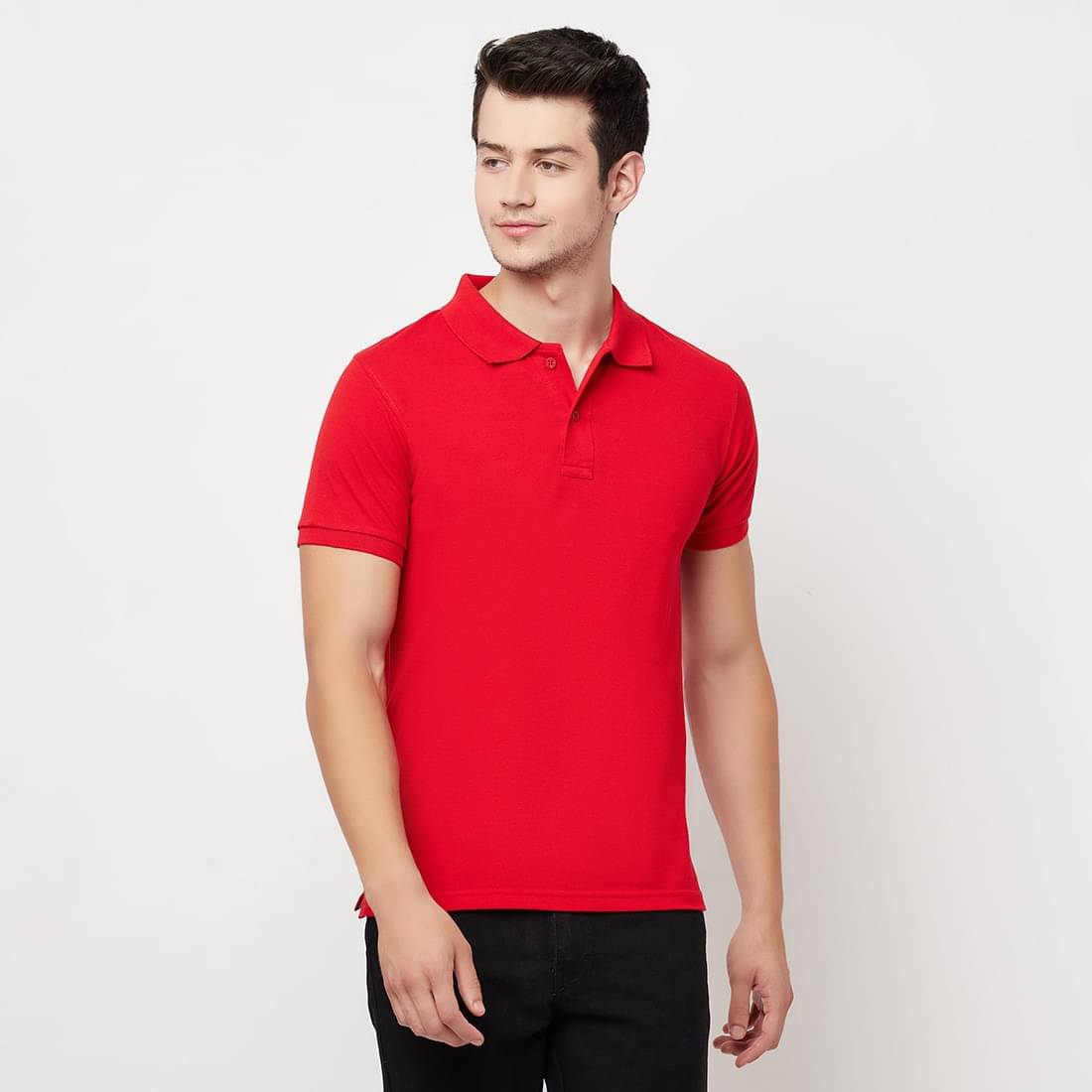     			Odoky Pack of 1 Cotton Blend Slim Fit Solid Half Sleeves Men's Polo T Shirt ( Red )