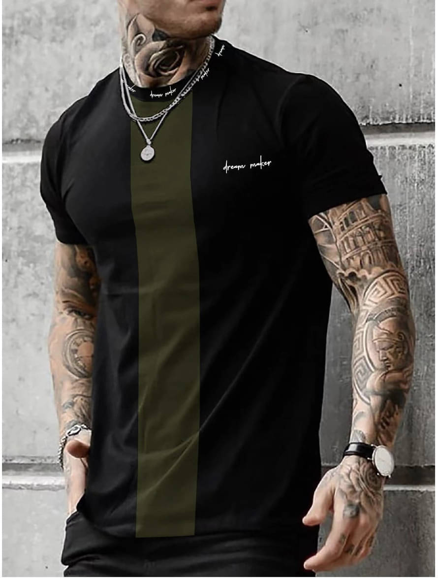 Odoky Polyester Regular Fit Colorblock Half Sleeves Men's Round T-Shirt - Black ( Pack of 1 ) Odoky Polyester Regular Fit Colorblock Half Sleeves Men's Round T-Shirt - Black ( Pack of 1 )