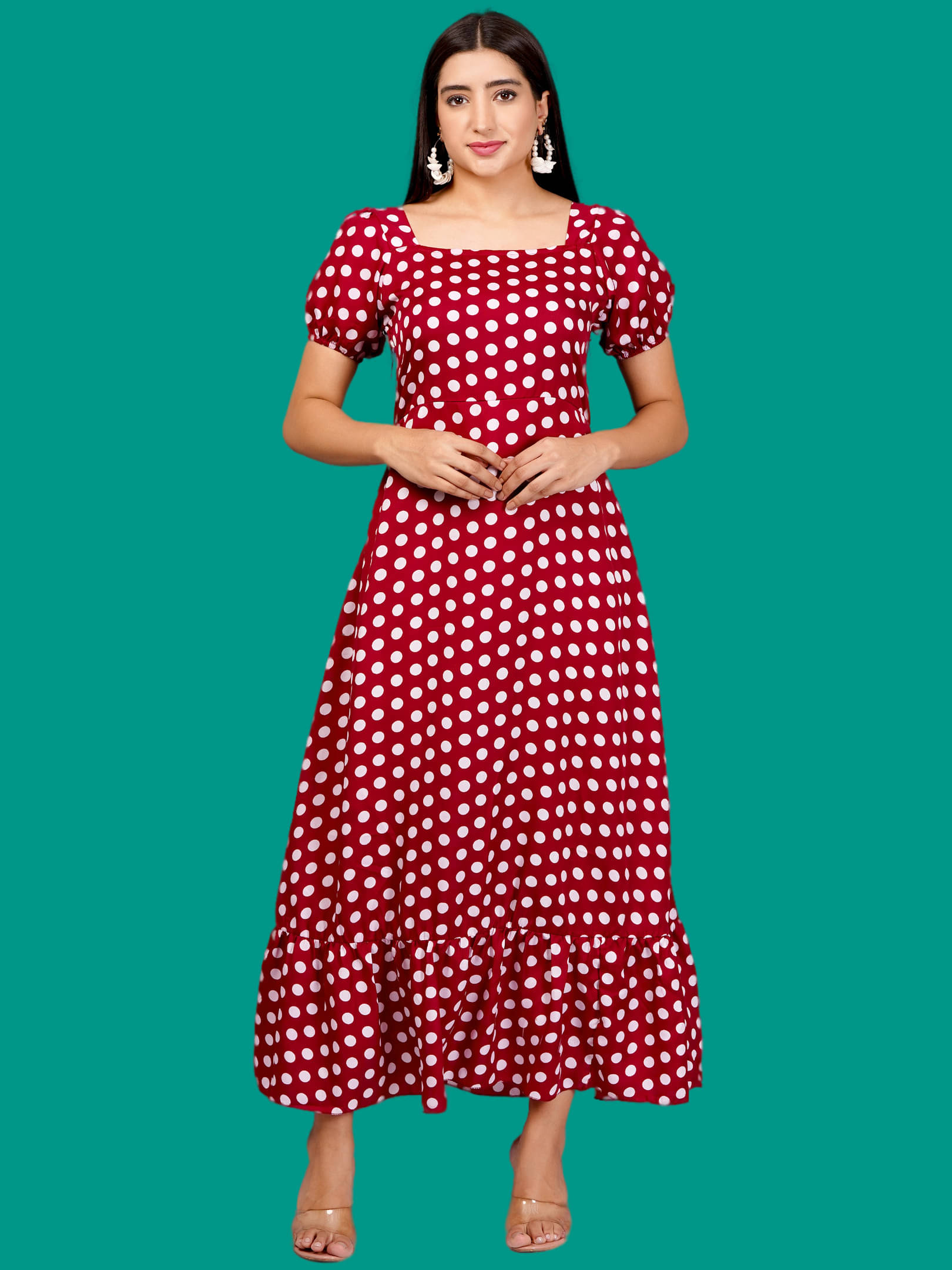 Oh Mi Dios Women Crepe Printed Empire Dress ( Red ) Oh Mi Dios Women Crepe Printed Empire Dress ( Red )