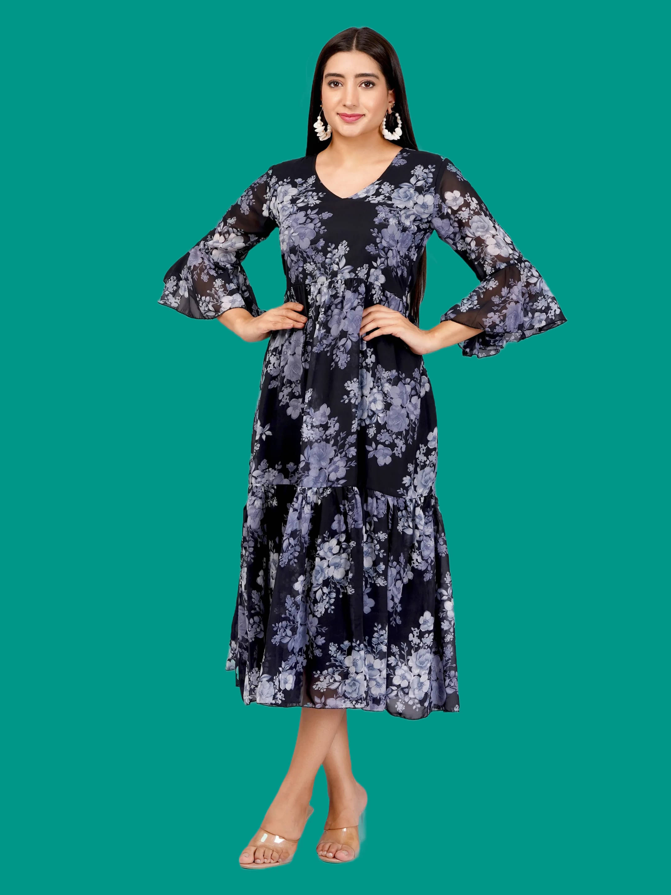 Oh Mi Dios Women Georgette Printed Empire Dress ( White ) Oh Mi Dios Women Georgette Printed Empire Dress ( White )