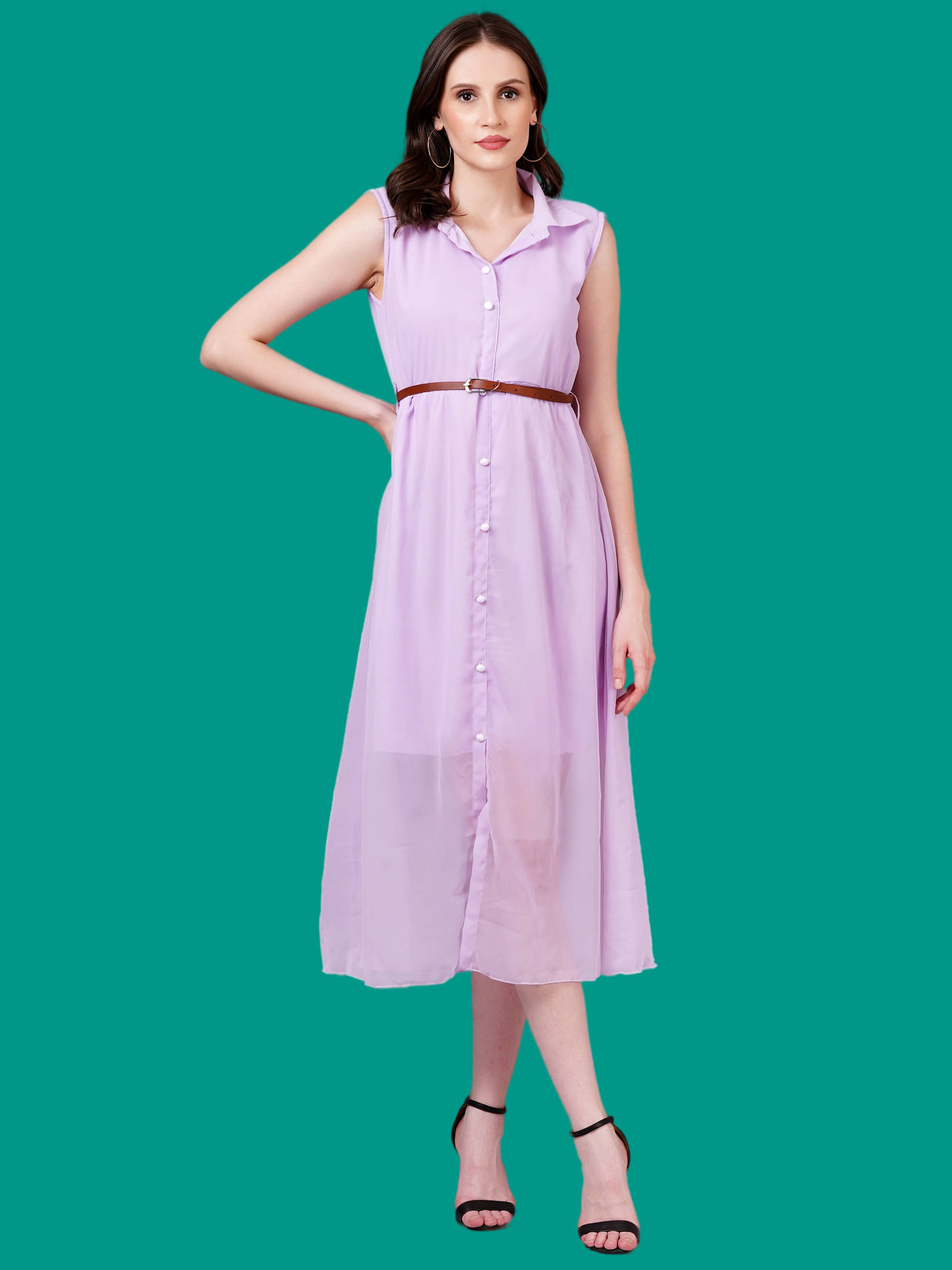 Oh Mi Dios Women Georgette Solid A-line Dress ( Purple ) Oh Mi Dios Women Georgette Solid A-line Dress ( Purple )