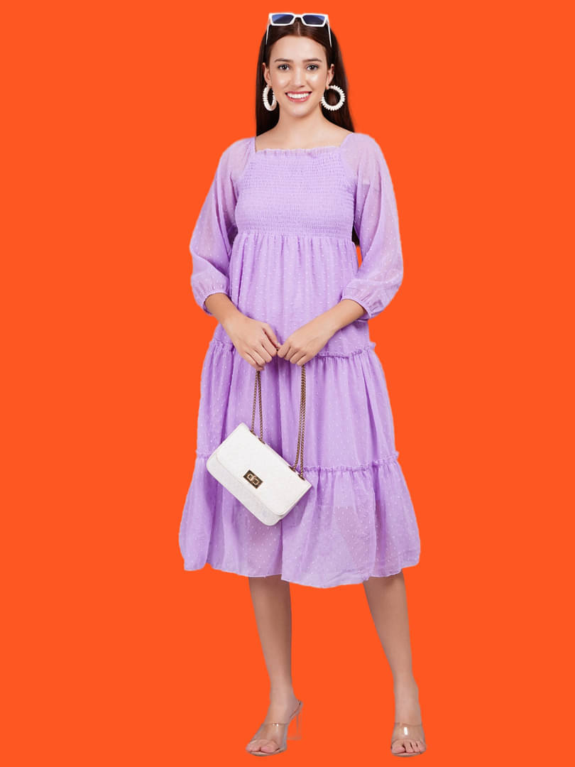     			Oh Mi Dios Women Georgette Solid Empire Dress ( Purple )