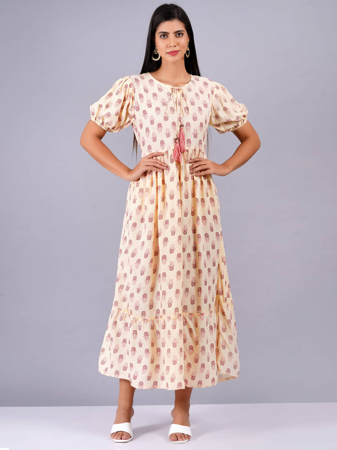 Oh Mi Dios Women Viscose Rayon Printed Empire Dress ( Pink ) Oh Mi Dios Women Viscose Rayon Printed Empire Dress ( Pink )