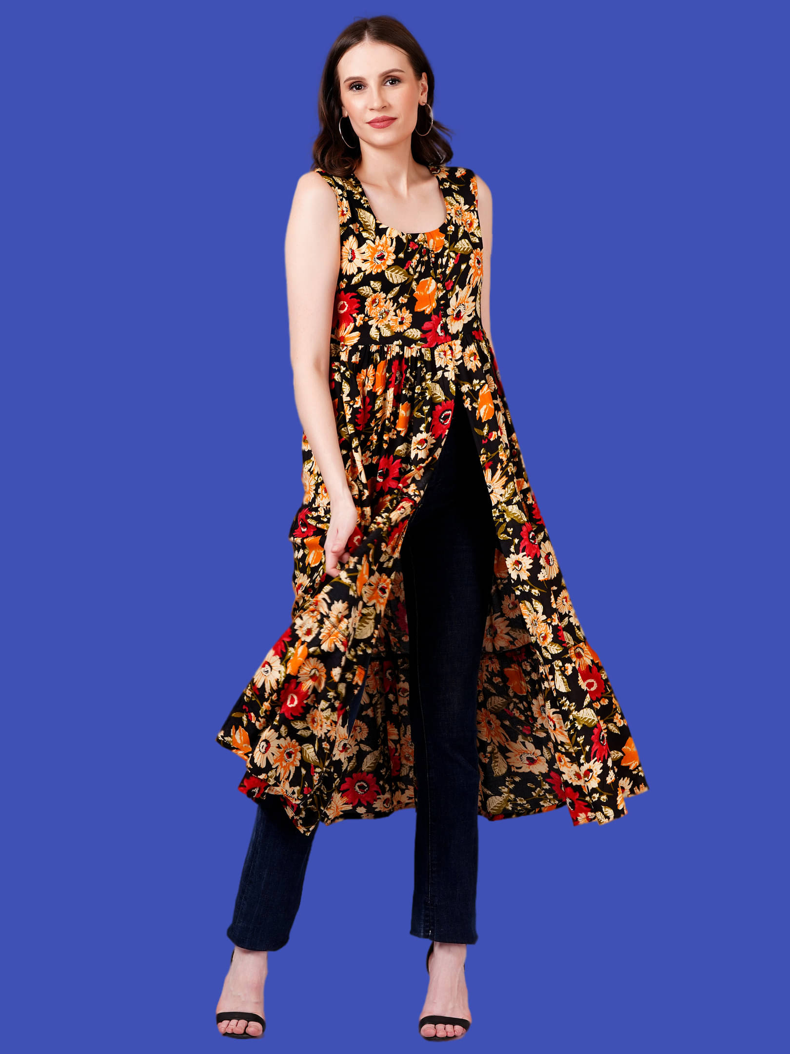 Oh Mi Dios Women Viscose Rayon Printed Empire Dress ( Black ) Oh Mi Dios Women Viscose Rayon Printed Empire Dress ( Black )