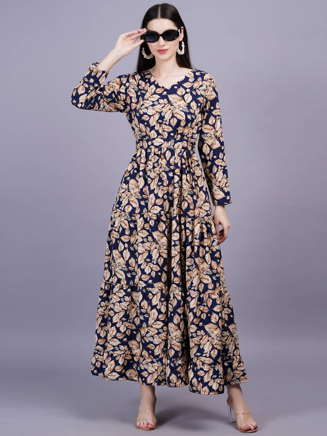 Oh Mi Dios Women Viscose Rayon Printed Fit & Flare Dress ( Blue ) Oh Mi Dios Women Viscose Rayon Printed Fit & Flare Dress ( Blue )
