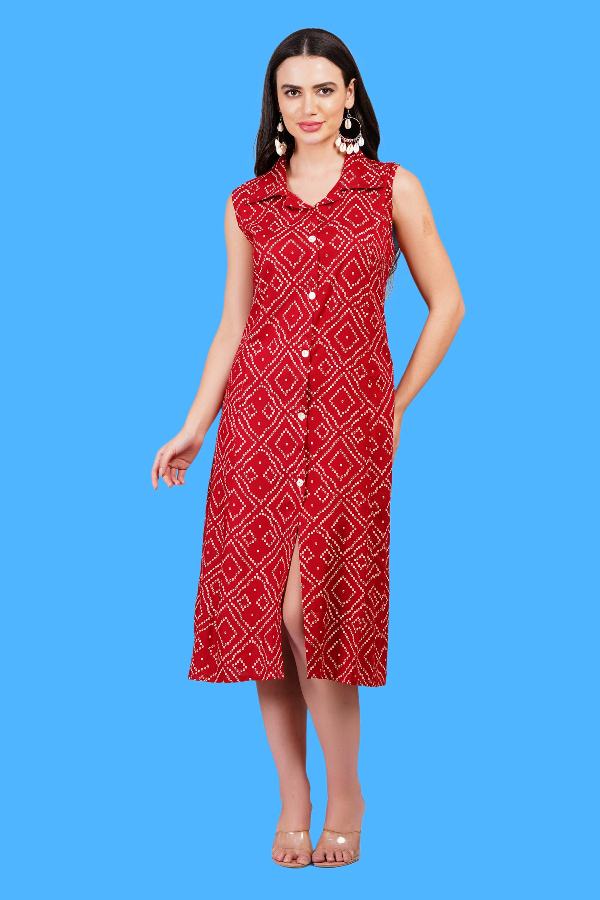 Oh Mi Dios Viscose Rayon Printed Calf-Length Women's A-line Dress - Red ( Pack of 1 ) Oh Mi Dios Viscose Rayon Printed Calf-Length Women's A-line Dress - Red ( Pack of 1 )