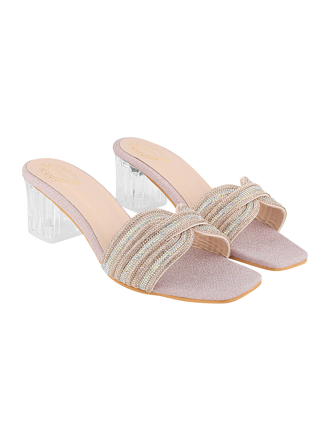 Shoetopia Rose Gold Women's Slip On Heels - Heels | Buy online on ZillyBuy