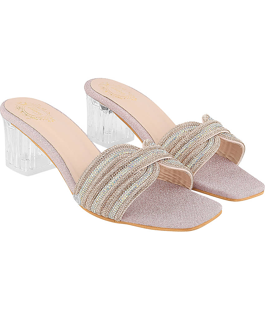 Shoetopia Rose Gold Women's Slip On Heels - Heels | Buy online on ZillyBuy