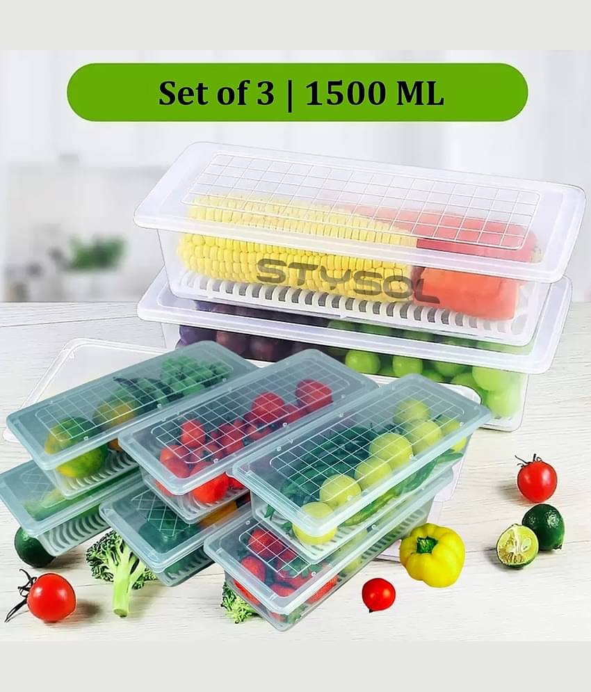 Stysol Fridge Container Plastic White Food Container Set of