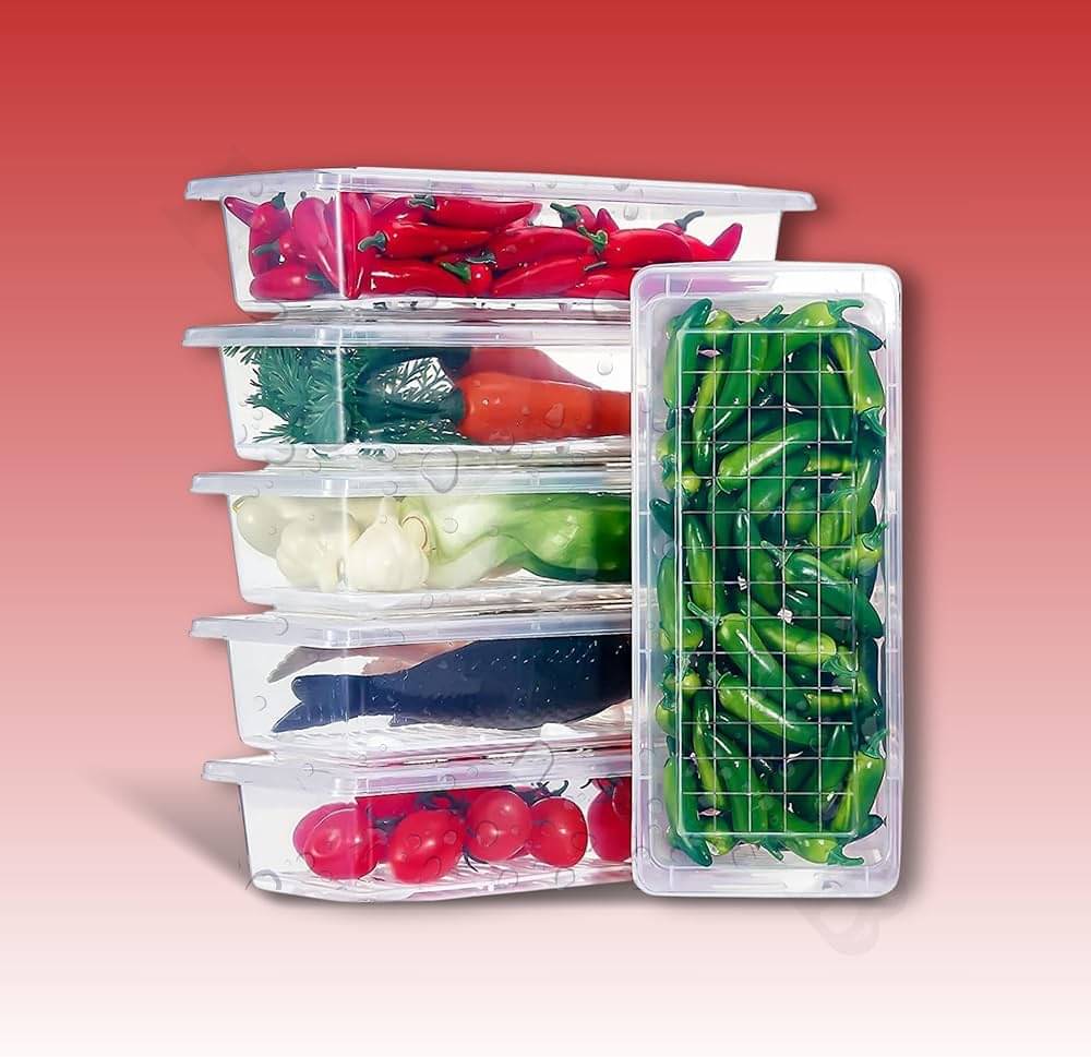     			Stysol Fridge Container Plastic White Food Container ( Set of 6 )