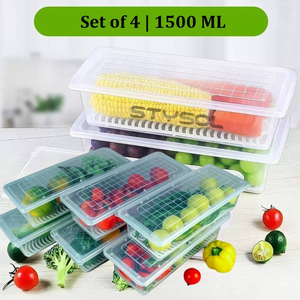     			Stysol Fridge Container Plastic White Food Container ( Set of 4 )