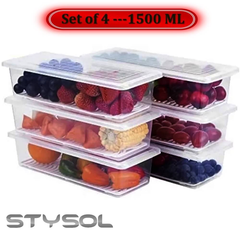     			Stysol Fridge Container Plastic White Food Container ( Set of 4 )