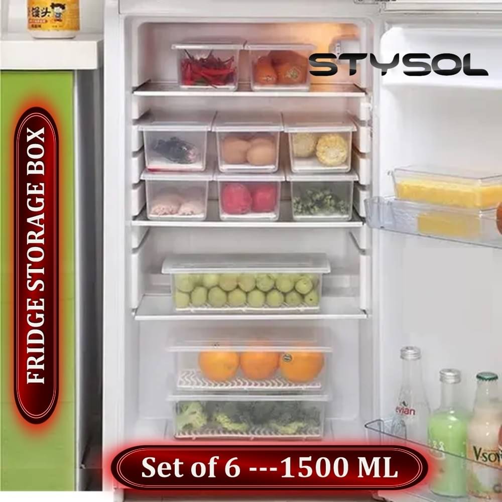     			Stysol Fridge Container Plastic White Food Container ( Set of 6 )