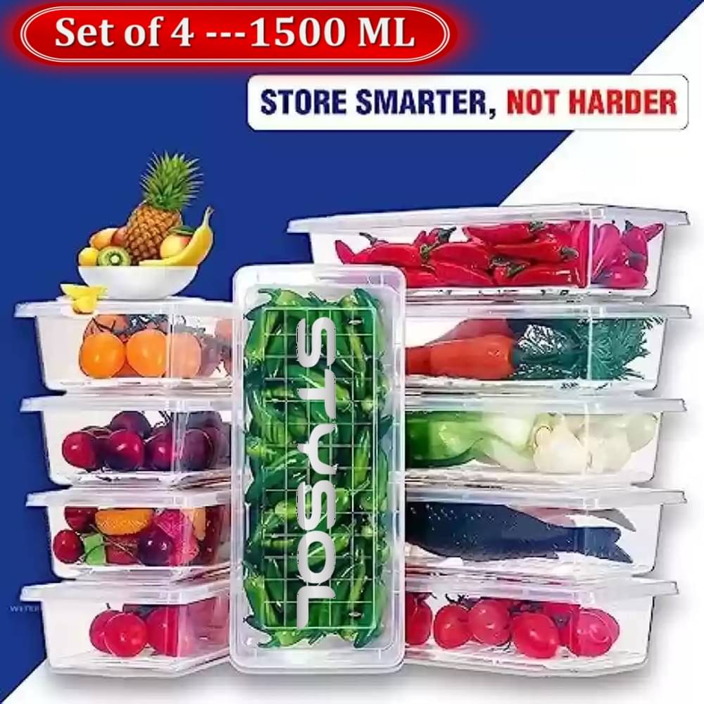     			Stysol Fridge Container Plastic White Food Container ( Set of 4 )