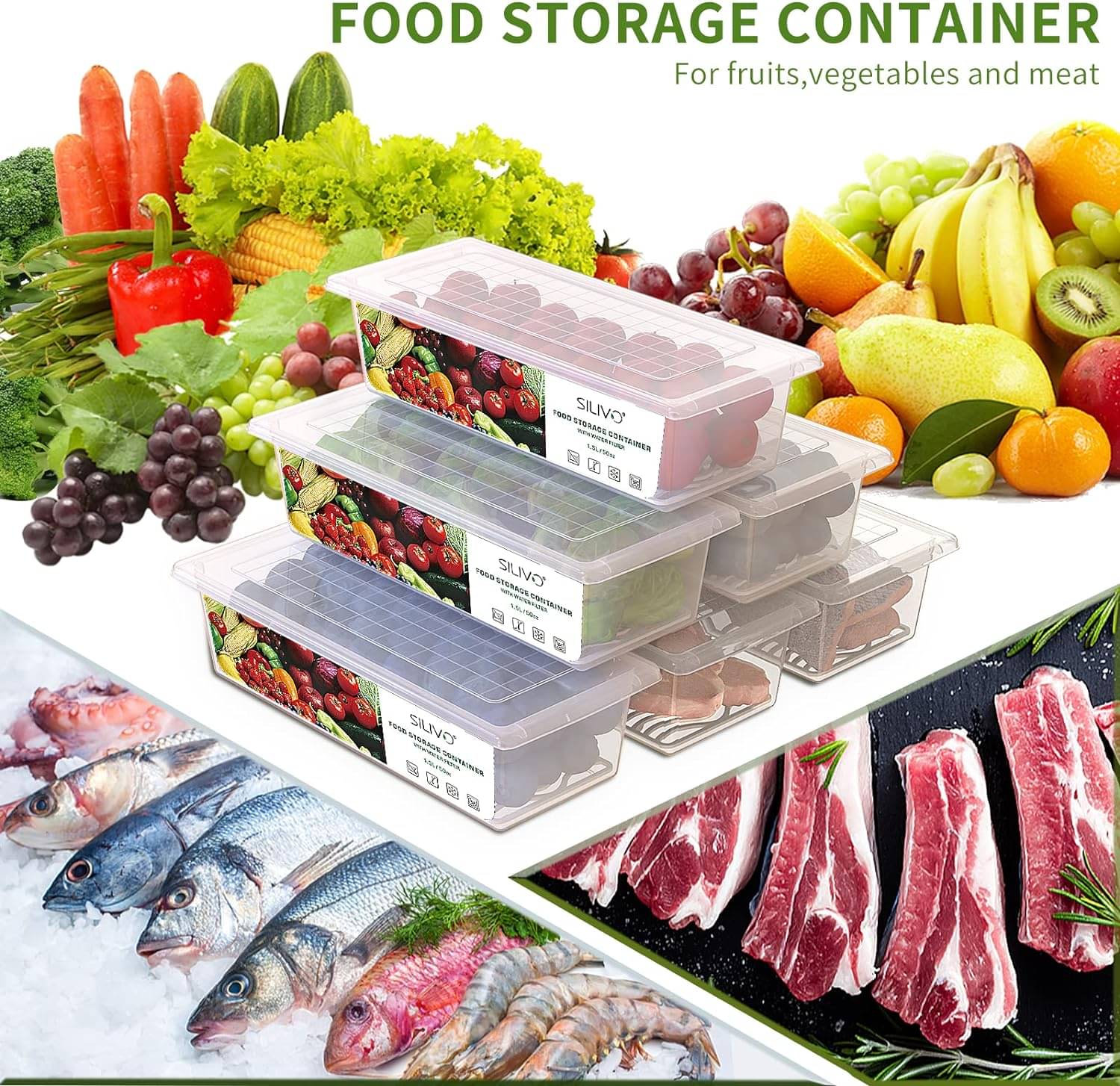     			Stysol Fridge Container Plastic White Food Container ( Set of 6 )