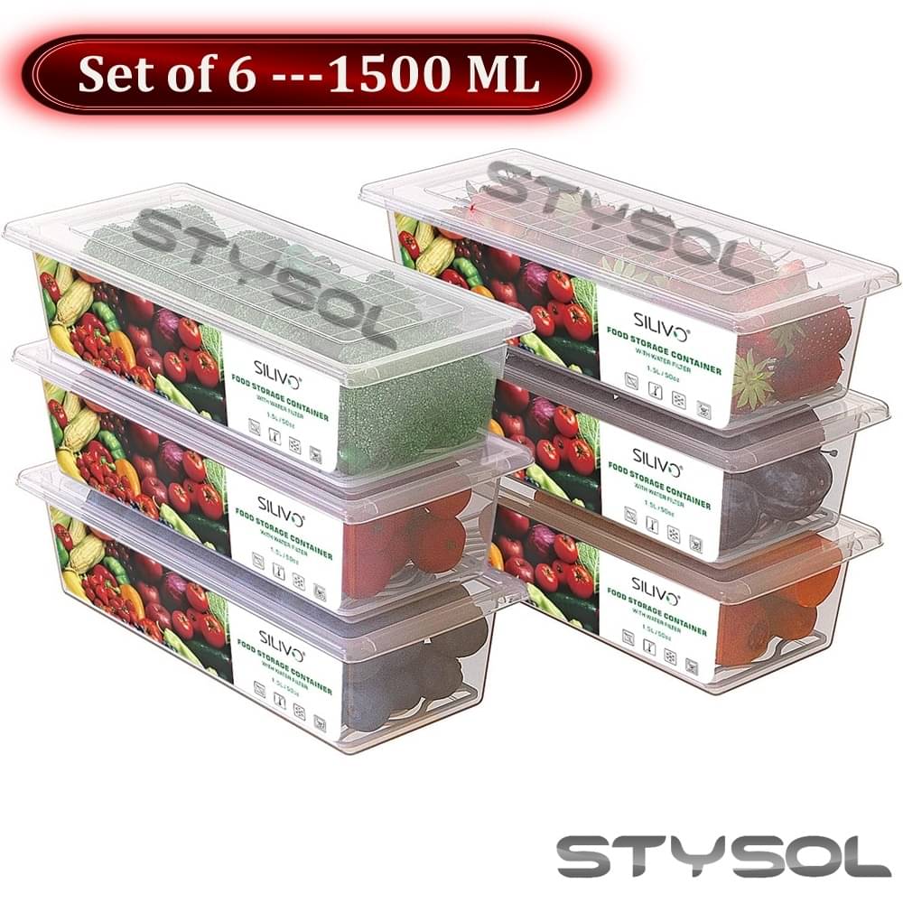     			Stysol Fridge Container Plastic White Food Container ( Set of 6 )