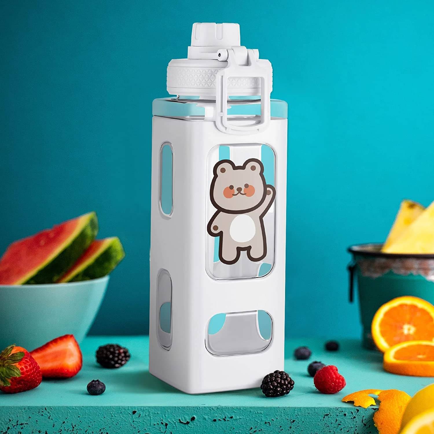 Stysol Square bottle set of 1 White Plastic School Water Bottle 1000 mL ( Set of 1 ) Stysol Square bottle set of 1 White Plastic School Water Bottle 1000 mL ( Set of 1 )