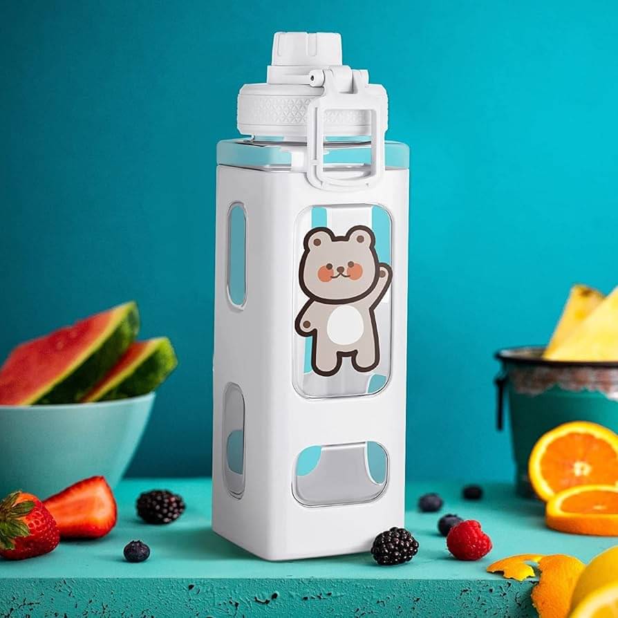 Stysol Square bottle set of 1 White Plastic School Water Bottle 1000 mL ( Set of 1 ) Stysol Square bottle set of 1 White Plastic School Water Bottle 1000 mL ( Set of 1 )